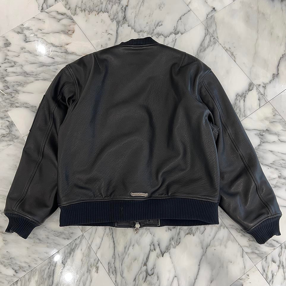 CHROME HEARTS LETTERMAN CH Patch All Leather Blouson Jacket Size M クロムハーツ レターマン CHパッチ オールレザー ブルゾンジャケット サイズM