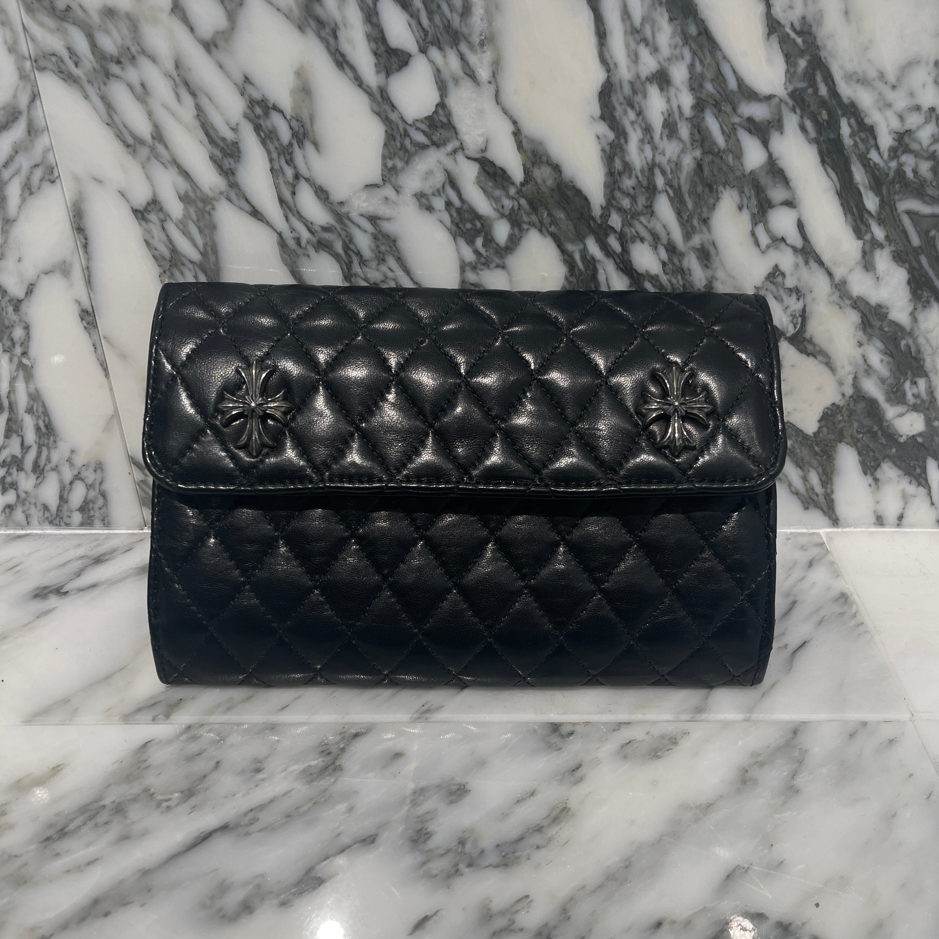 CHROME HEARTS Quilted Wave Cross Wallet クロムハーツ キルティング ウェーブ クロス ウォレット