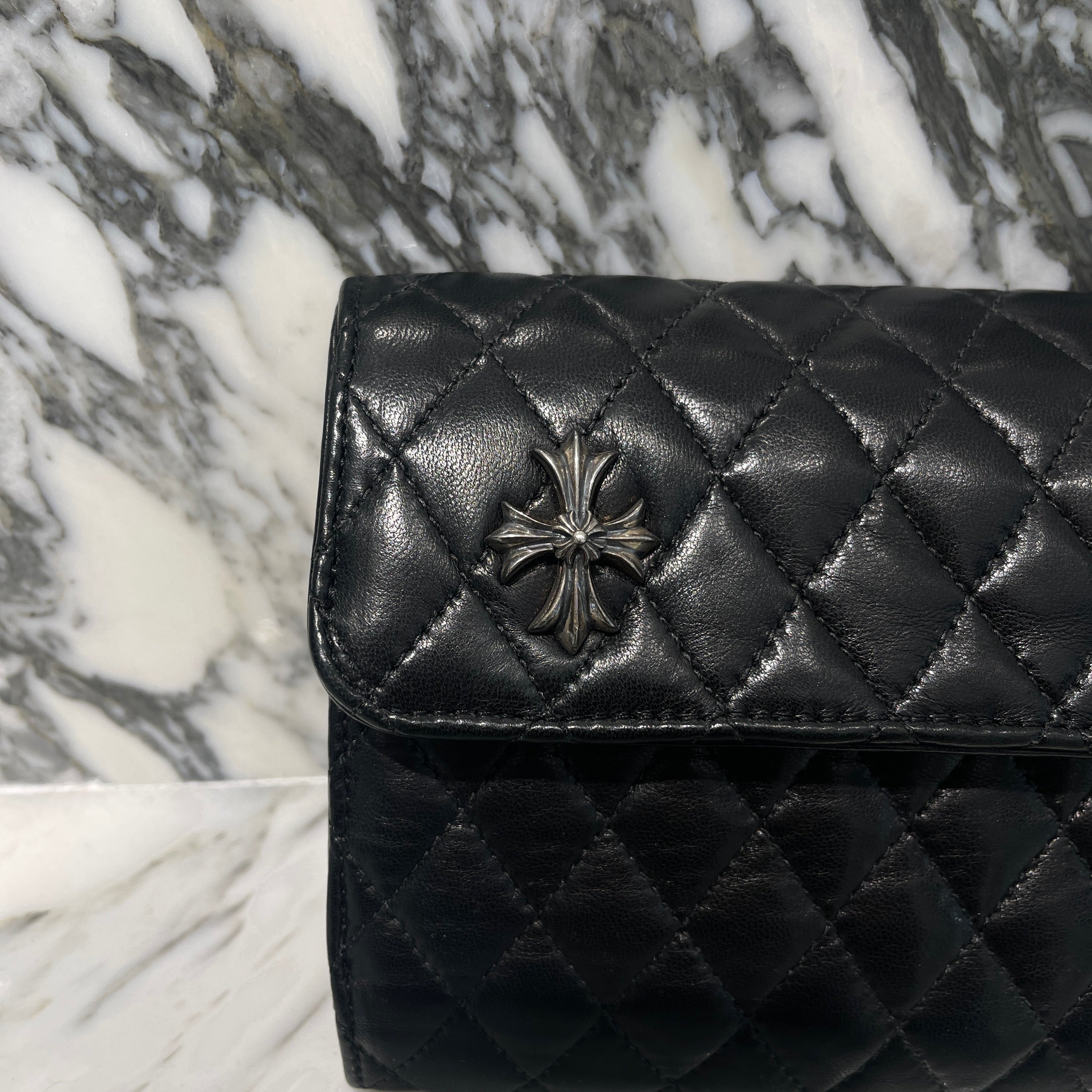 CHROME HEARTS Quilted Wave Cross Wallet クロムハーツ キルティング