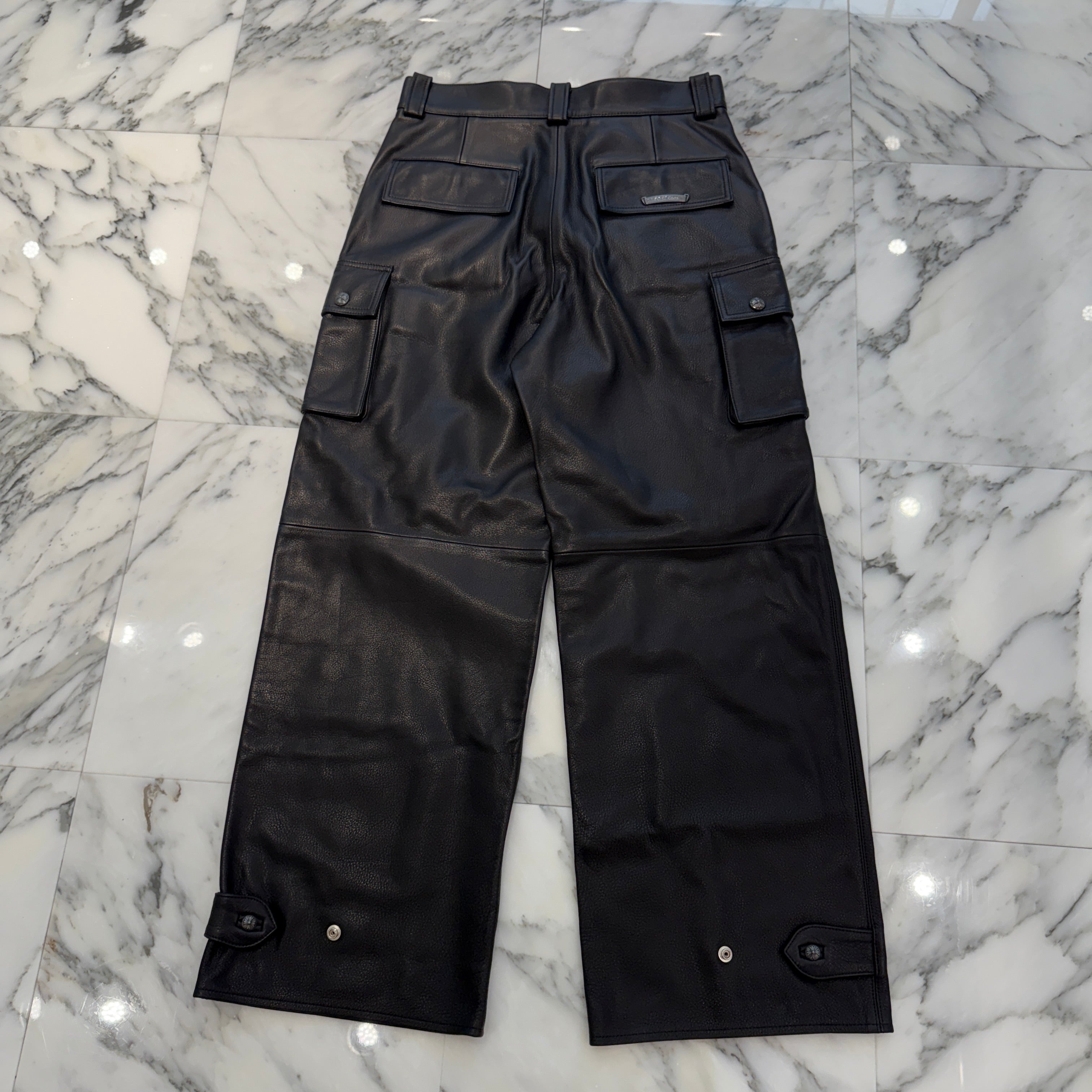 CHROME HEARTS Cross Ball Button Leather Cargo Pants Size 32 クロムハーツ クロスボールボタン レザー カーゴパンツ サイズ32