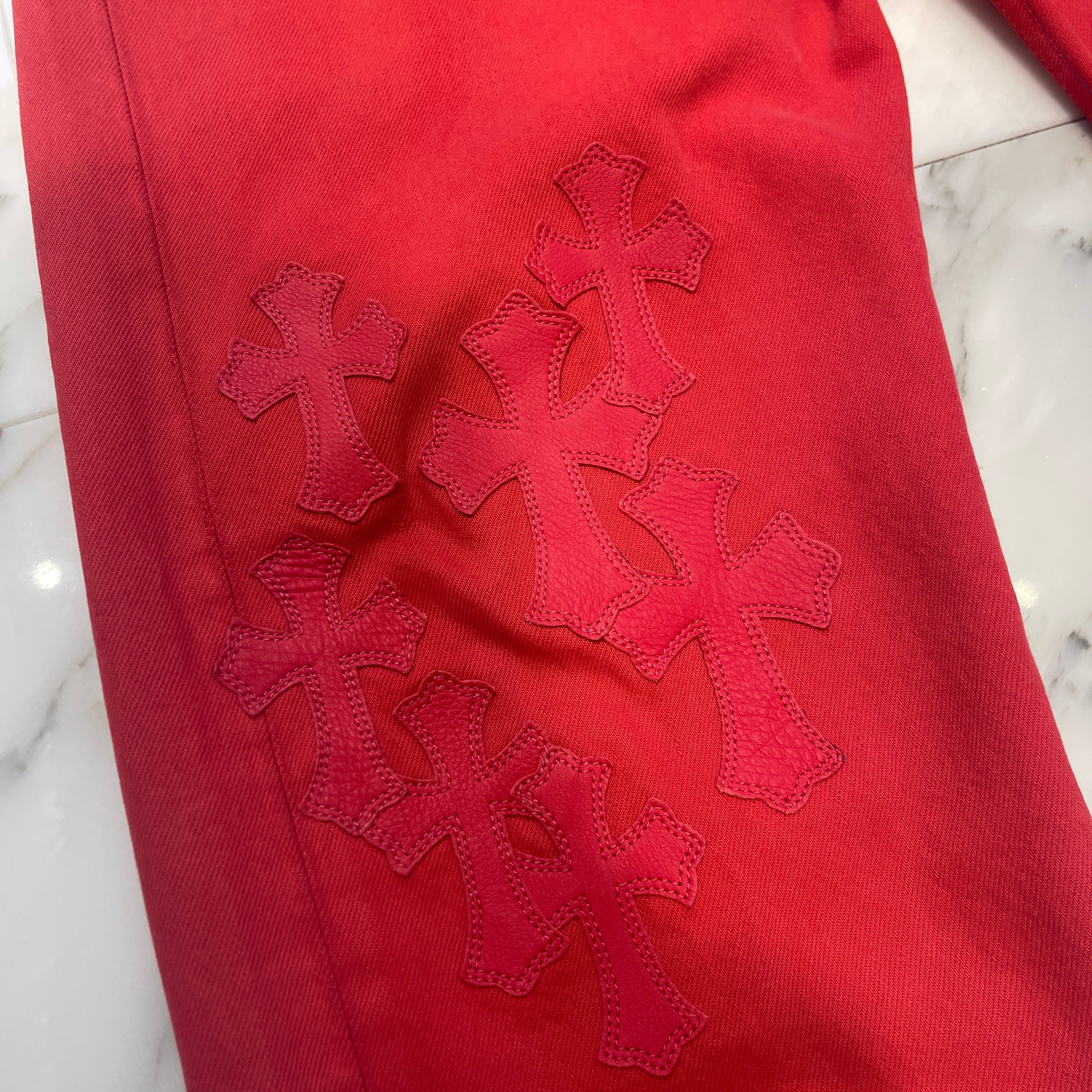 CHROME HEARTS × Levi's VNTG Cemetery Cross Leather Patch Denim Pants Size 34 クロムハーツ × リーバイス ヴィンテージ セメタリークロス レザーパッチ デニムパンツ サイズ34