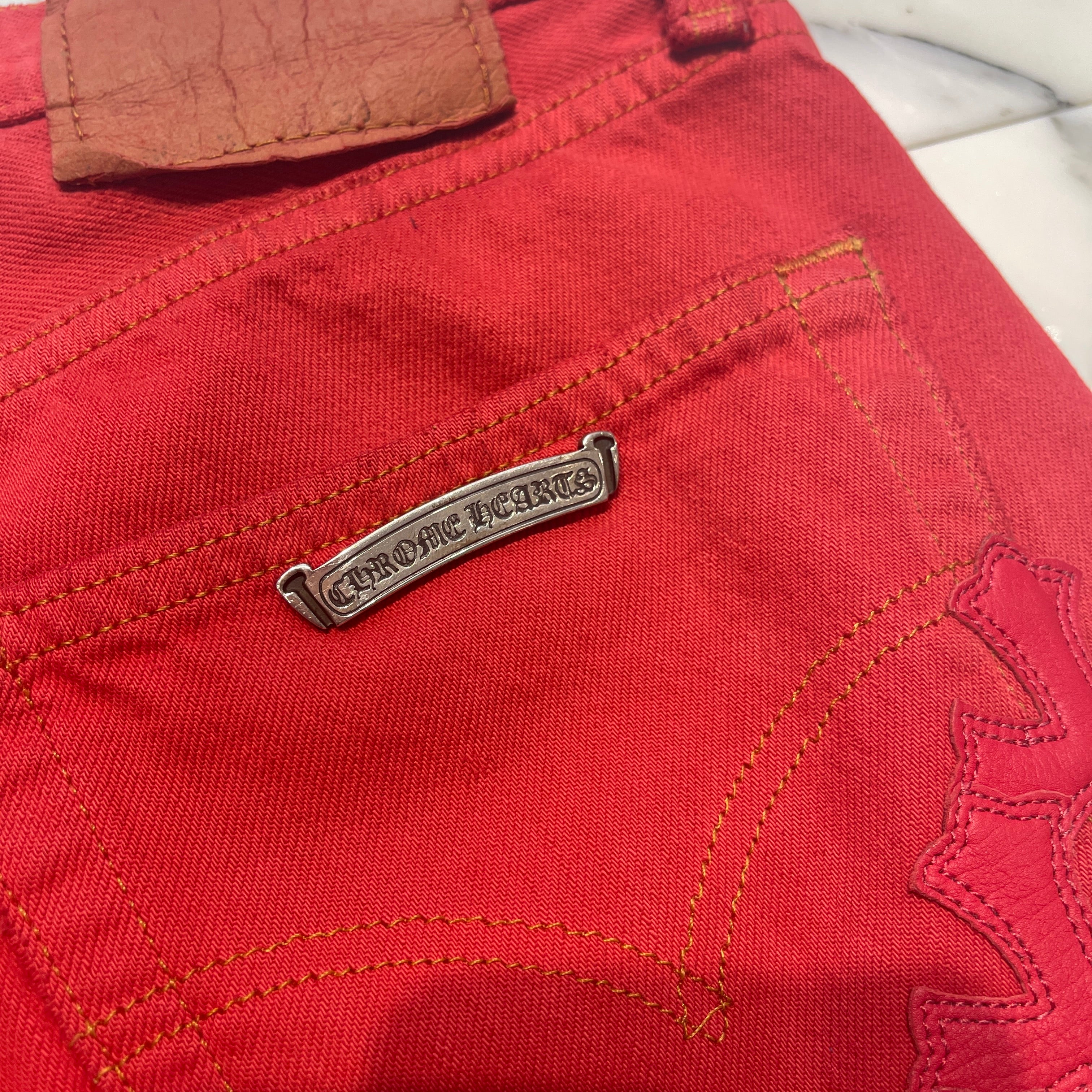 CHROME HEARTS × Levi's VNTG Cemetery Cross Leather Patch Denim Pants Size 34 クロムハーツ × リーバイス ヴィンテージ セメタリークロス レザーパッチ デニムパンツ サイズ34