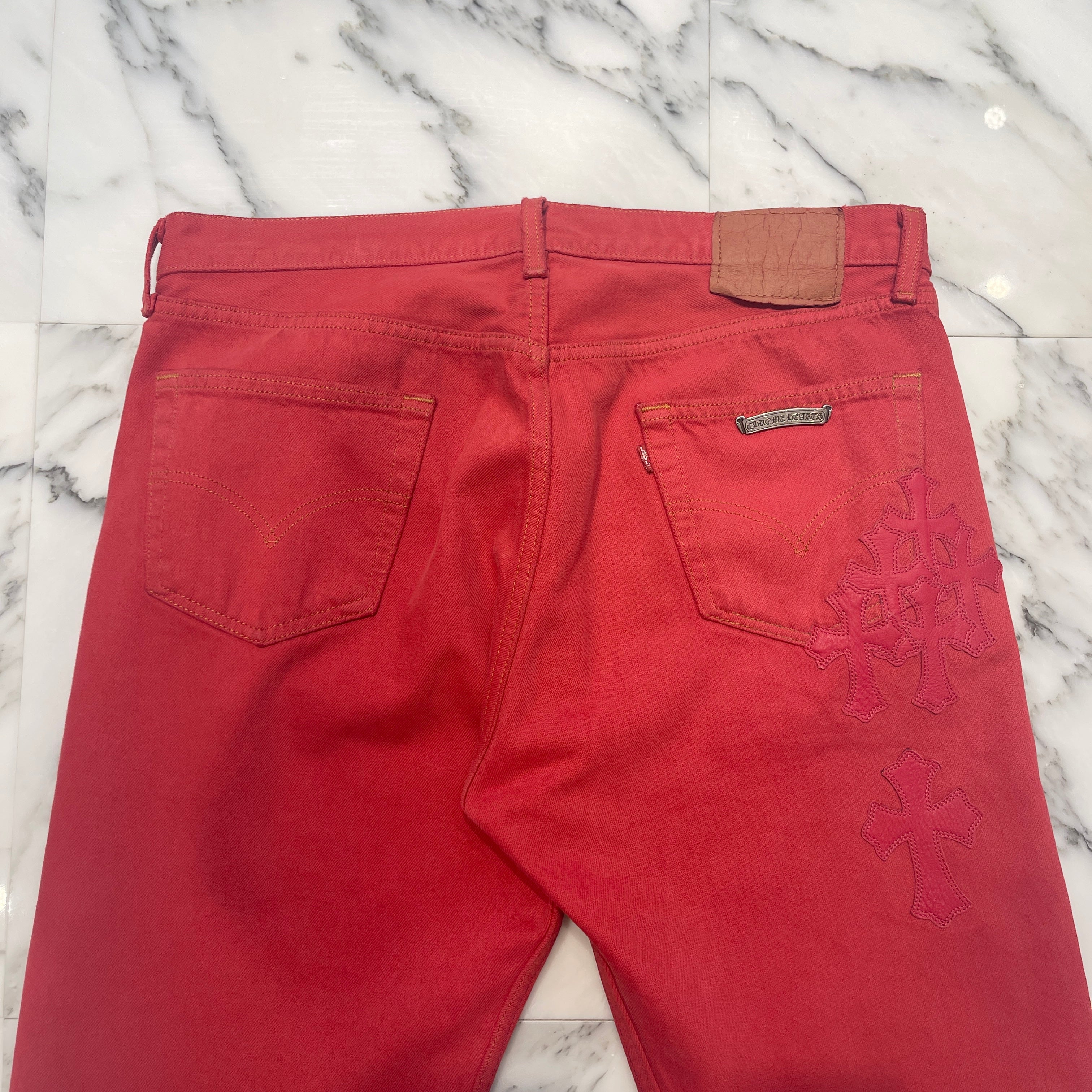 CHROME HEARTS × Levi's VNTG Cemetery Cross Leather Patch Denim Pants Size 34 クロムハーツ × リーバイス ヴィンテージ セメタリークロス レザーパッチ デニムパンツ サイズ34