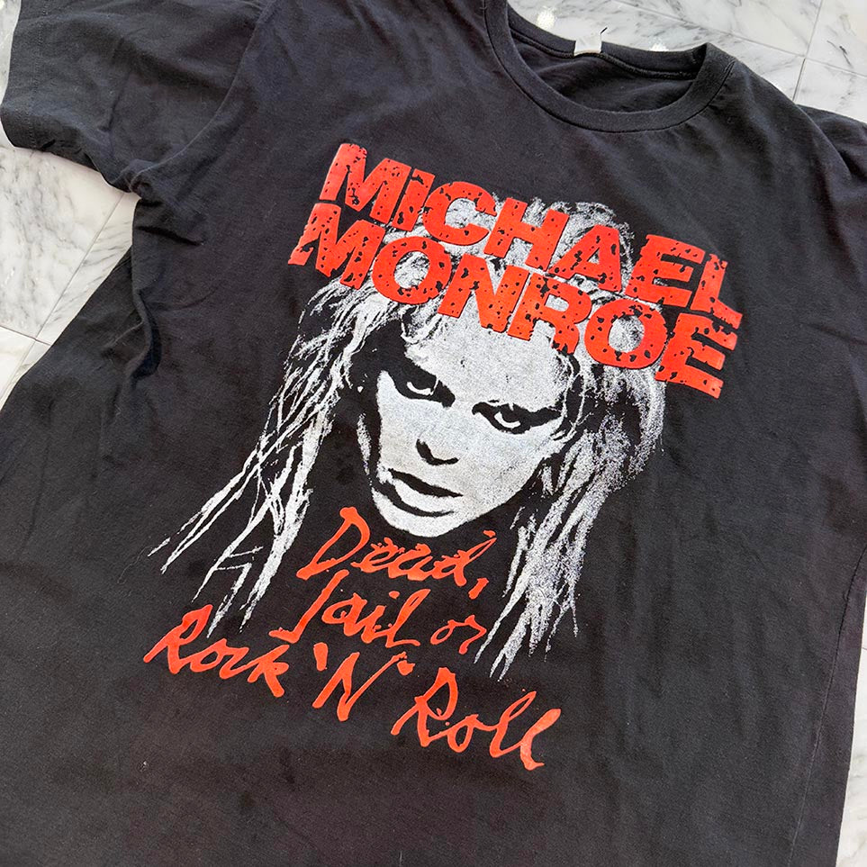 Vintage 80's Michael Monroe "Dead Jail or Rock n Roll" S/S Tee Size L 80's マイケル・モンロー "デッド・ジェイル オワ ロックンロール" Tシャツ サイズL