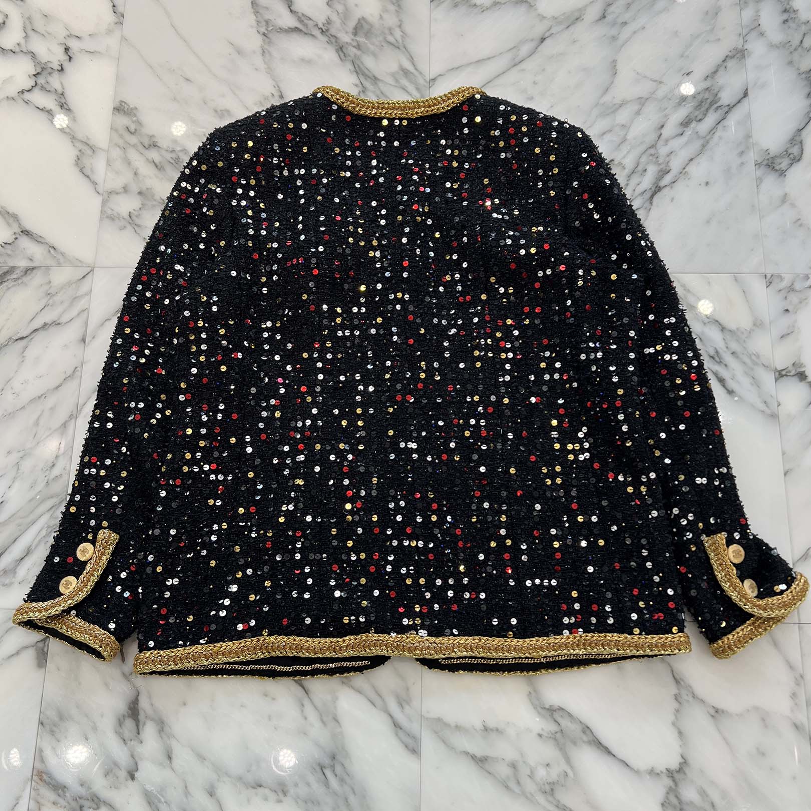 CHANEL 2022SS Collarless Sequin Jacket P72526V64243 Size 46 シャネル ノーカラー スパンコール ジャケット サイズ46
