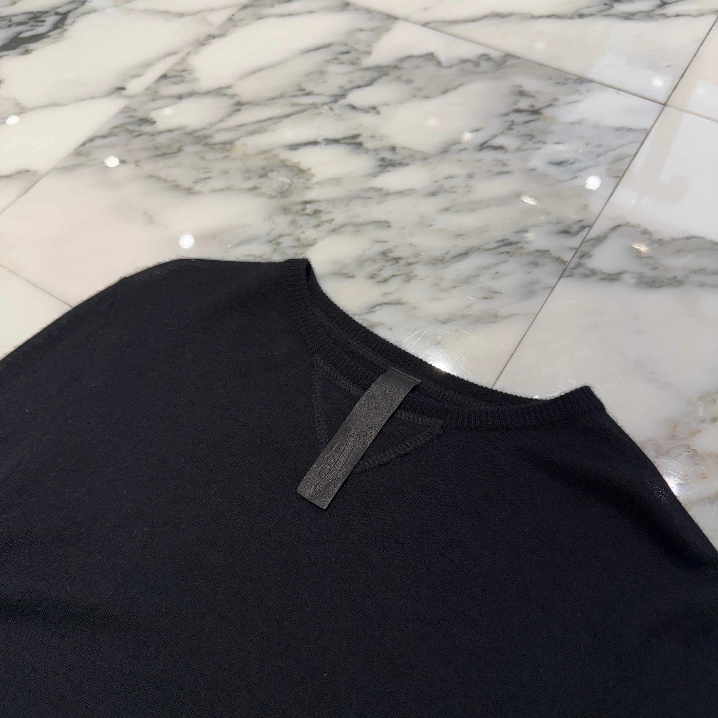 CHROME HEARTS Y NOT 1 Cross Leather Patch Cashmere Knit Sweater Size M クロムハーツ ワイノット 1クロスレザーパッチ カシミヤ ニットセーター サイズM