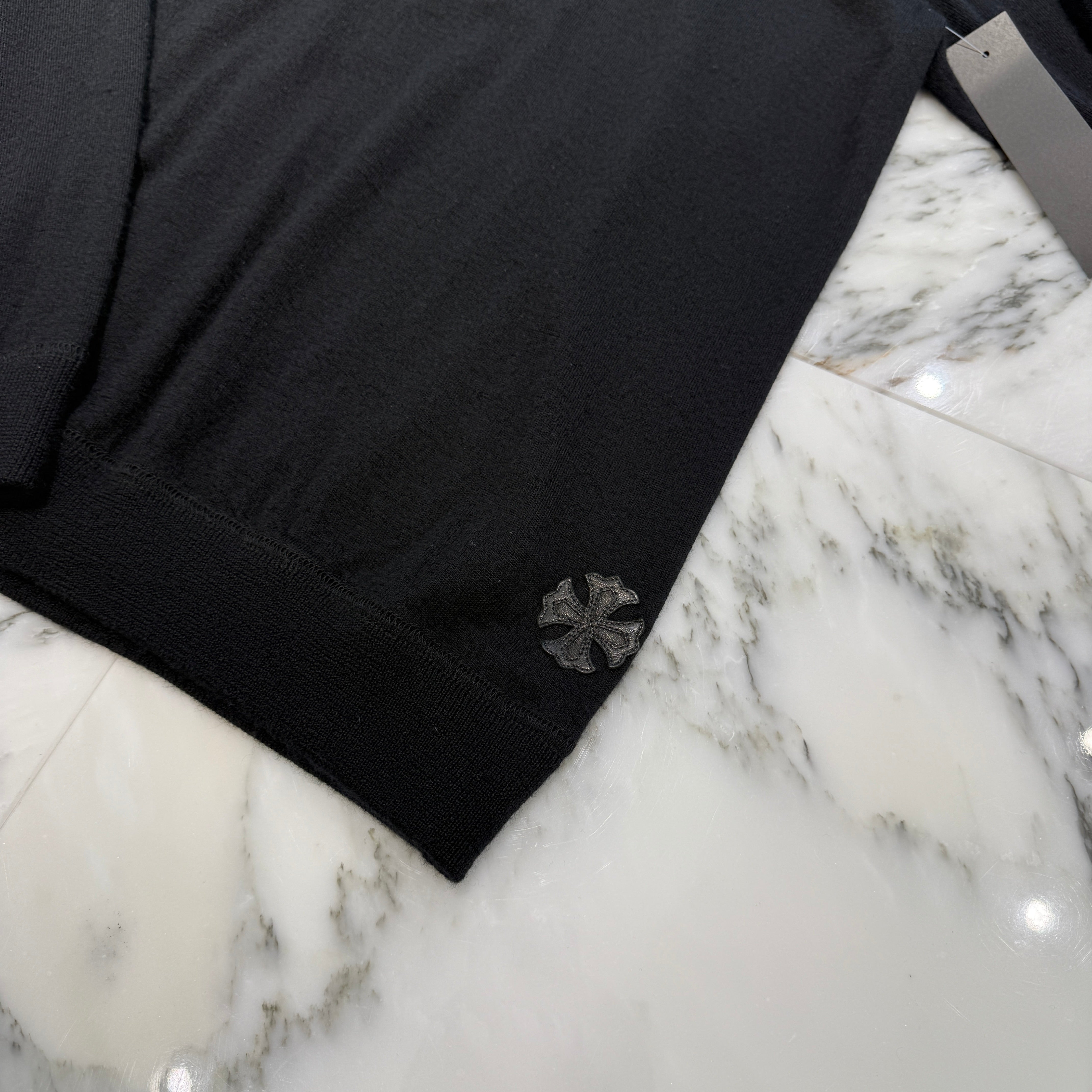 CHROME HEARTS Y NOT 1 Cross Leather Patch Cashmere Knit Sweater Size M クロムハーツ ワイノット 1クロスレザーパッチ カシミヤ ニットセーター サイズM