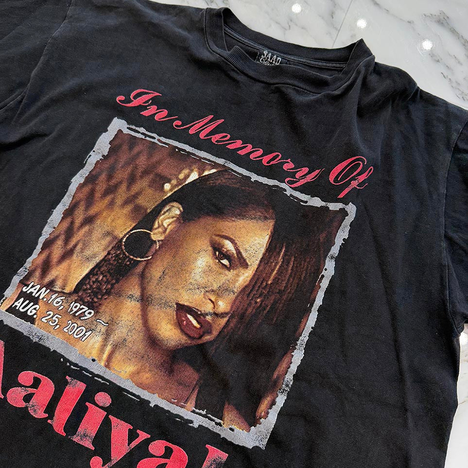 Vintage 00's Aaliyah Dana Haughton "Memorial Try Again" SAAD S/S Tee Size L 00's アリーヤ・ダナ・ホートン "メモリアルトライアゲイン" SAAD社製 Tシャツ サイズL