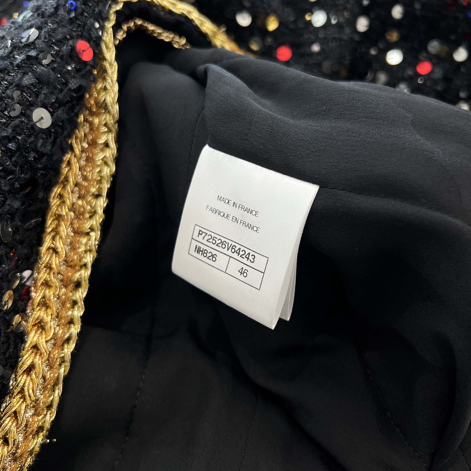 CHANEL 2022SS Collarless Sequin Jacket P72526V64243 Size 46 シャネル ノーカラー スパンコール ジャケット サイズ46