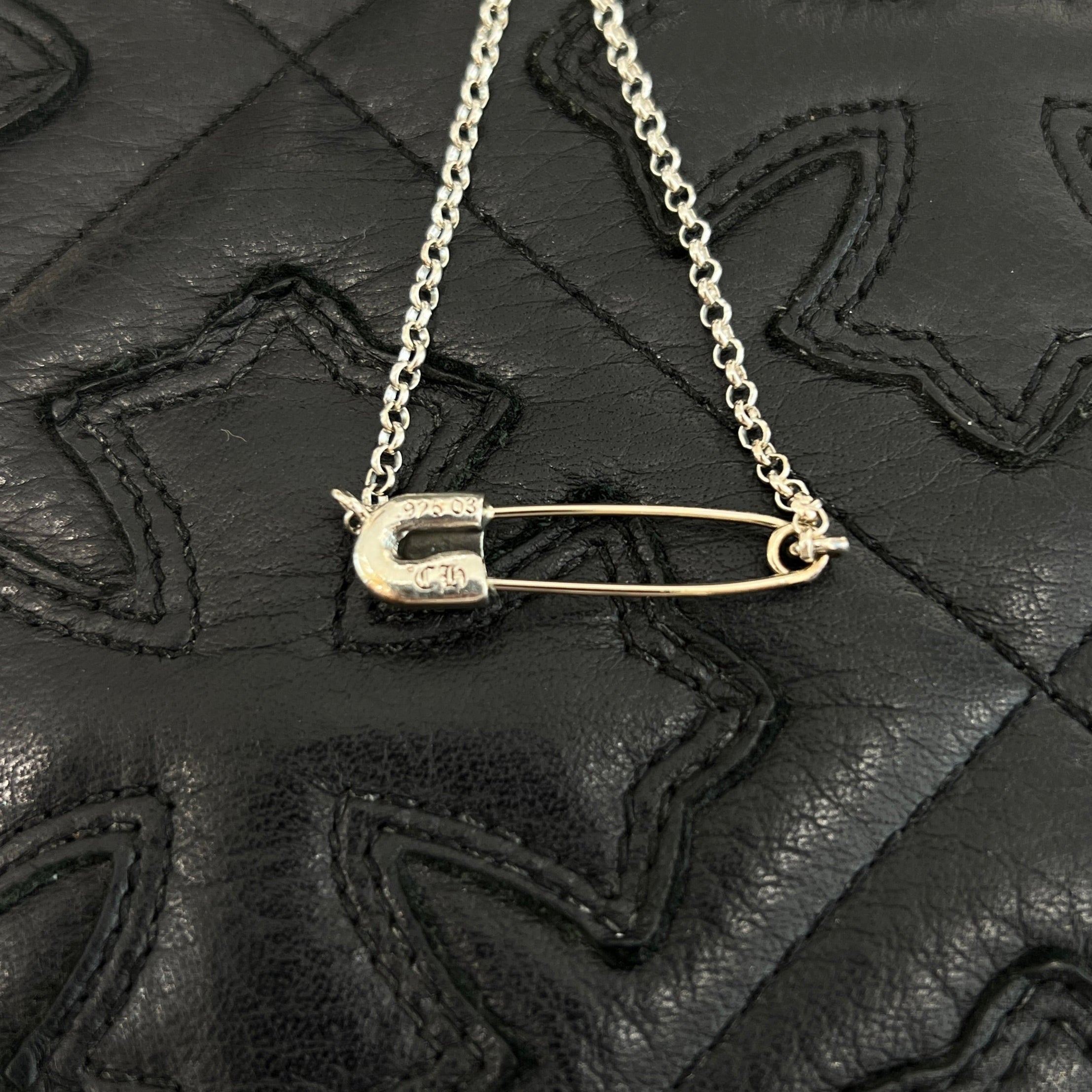 CHROME HEARTS Safety Pin Pendant Top Roll Chain Necklace Size 16 Inch クロムハーツ セーフティピン ペンダントトップ ロールチェーン ネックレス サイズ16インチ