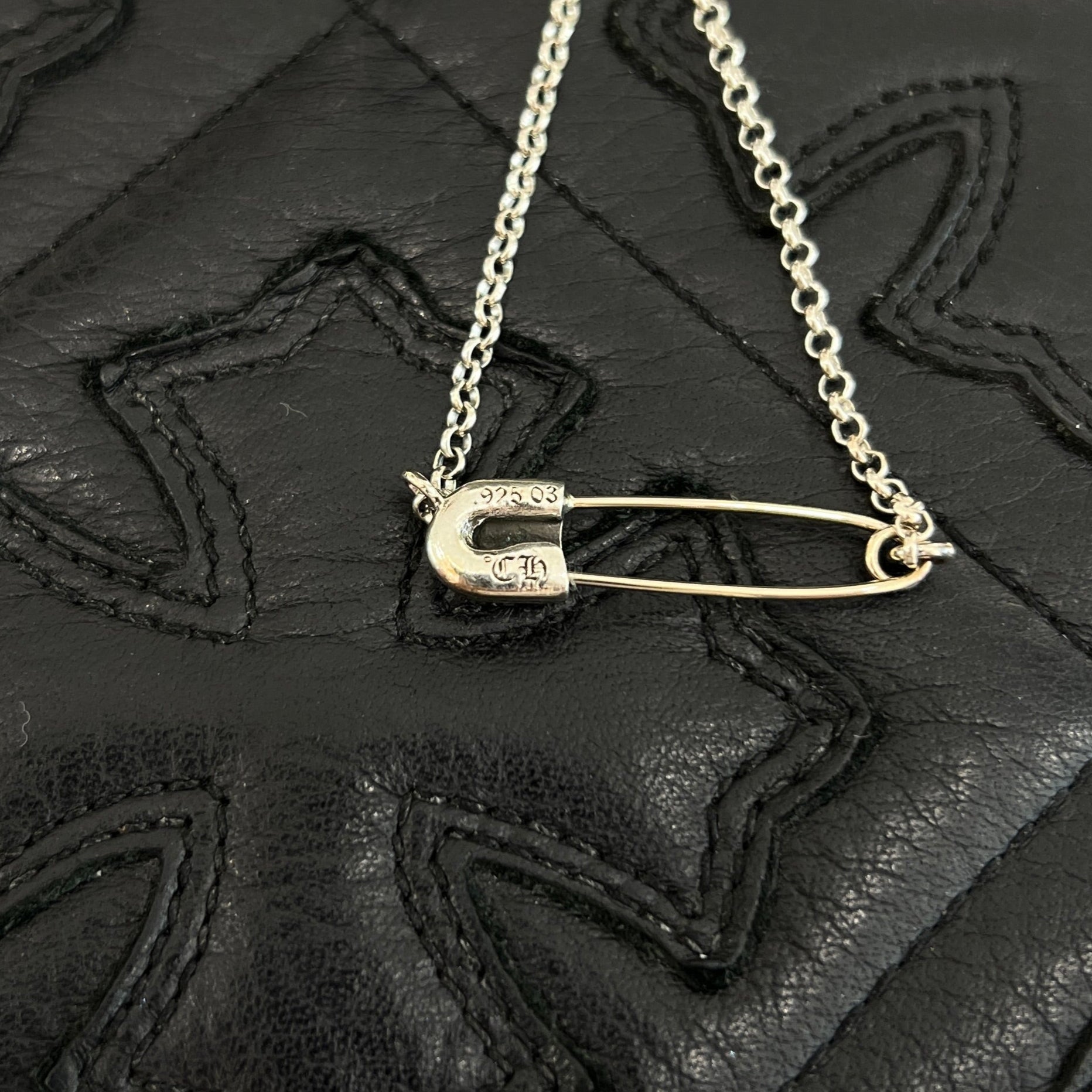 CHROME HEARTS Safety Pin Pendant Top Roll Chain Necklace Size 16 Inch クロムハーツ セーフティピン ペンダントトップ ロールチェーン ネックレス サイズ16インチ