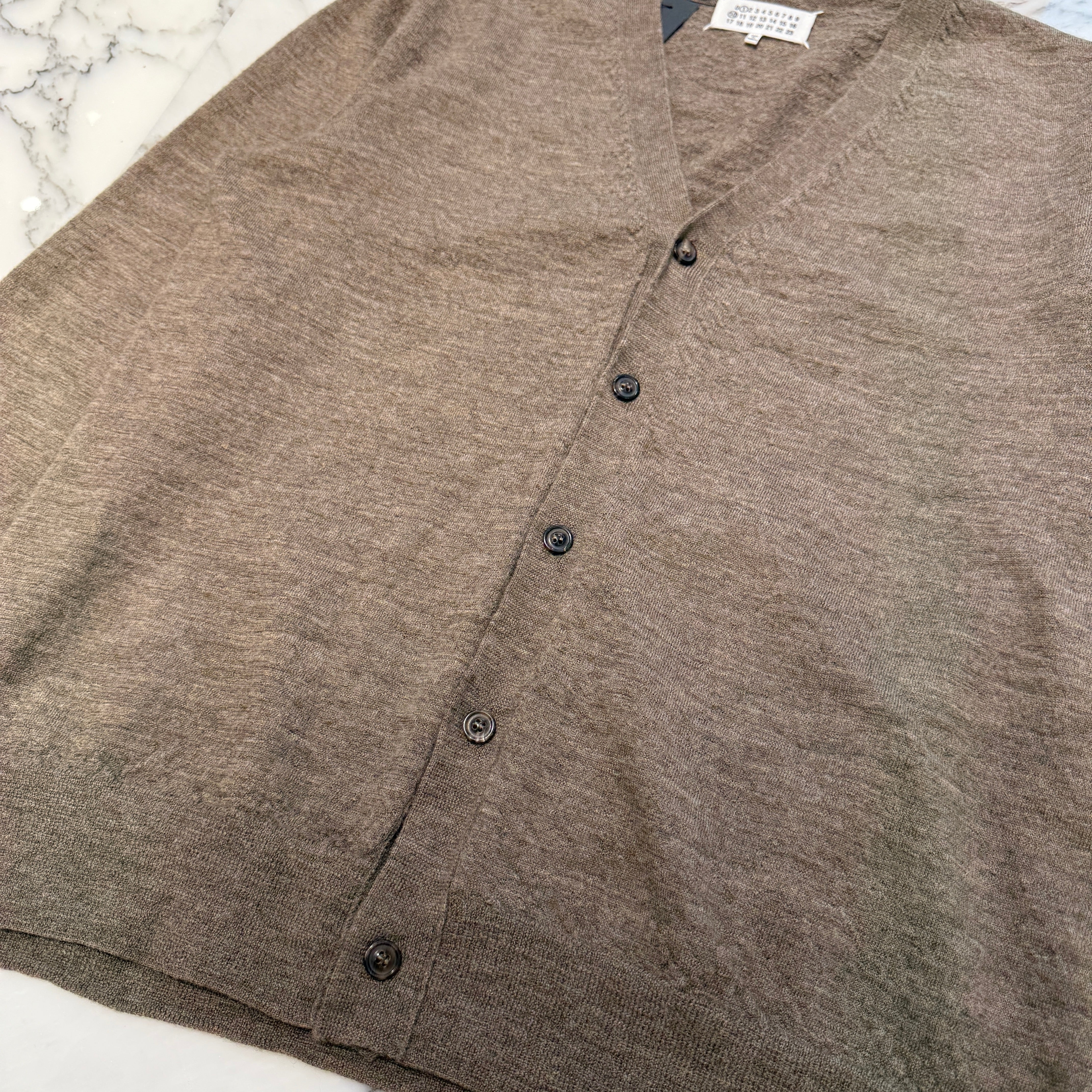 Maison Margiela 2024AW Elbow Patch Wool Knit Cardigan S50HP0012 M13062 Size XL メゾンマルジェラ エルボーパッチ ウールニット カーディガン サイズXL