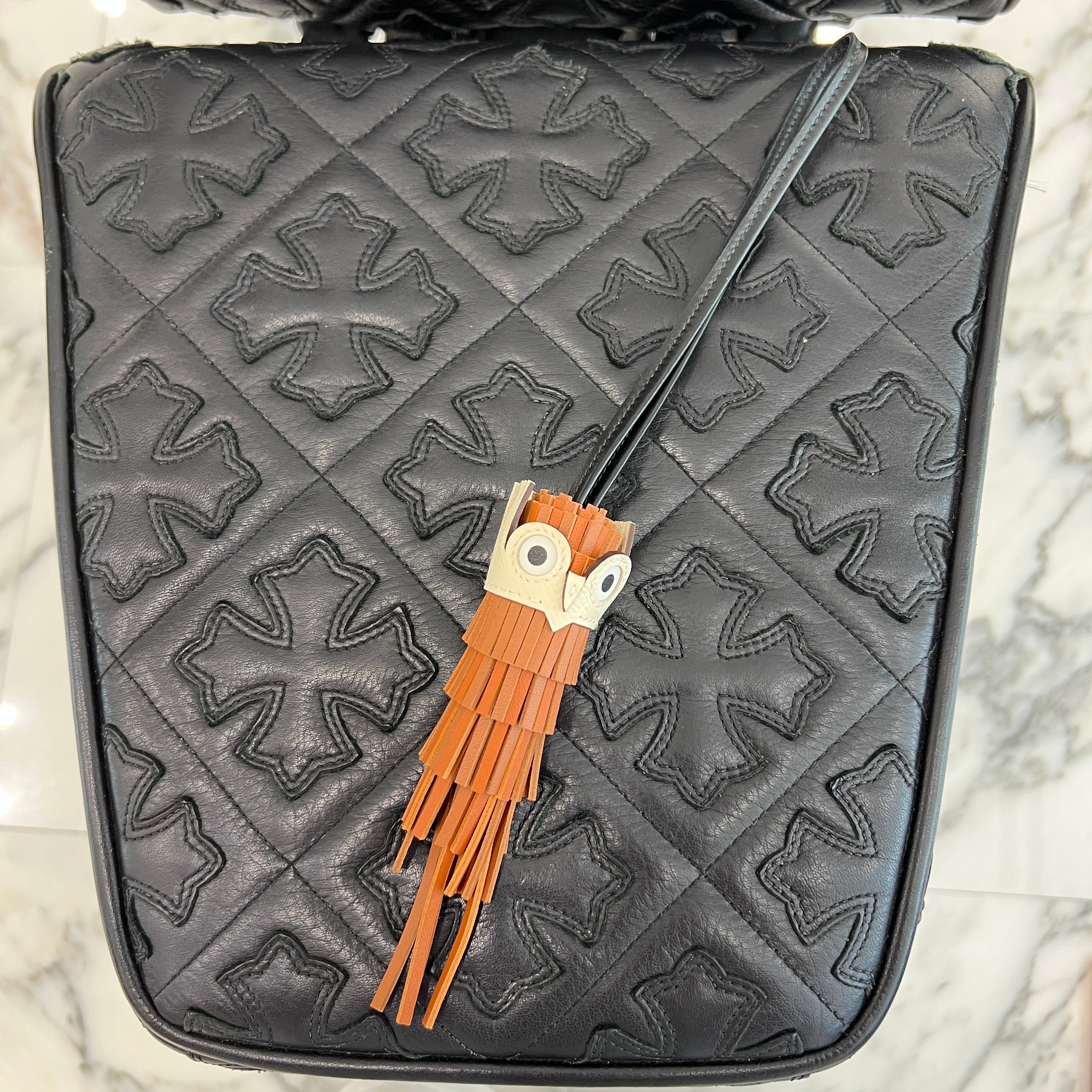 HERMES Chouette Leather Bag Charm H085001CAAB W刻印 エルメス シュエット レザーバッグチャーム W刻印 ゴールド