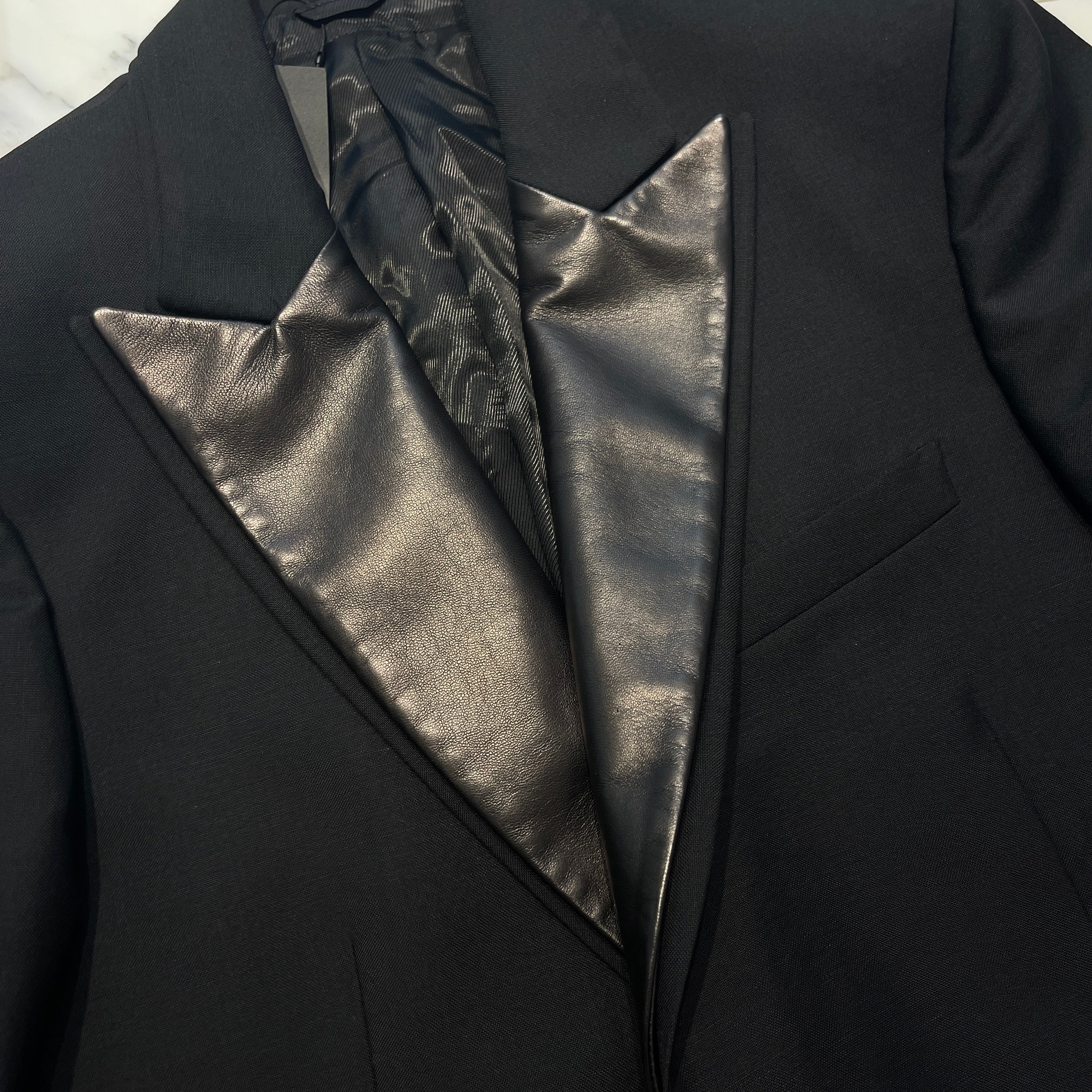NEIL BARRETT Leather Lapel Tuxedo Jacket BGI82C C1107 Size 48 ニールバレット レザーラペル タキシードジャケット サイズ48