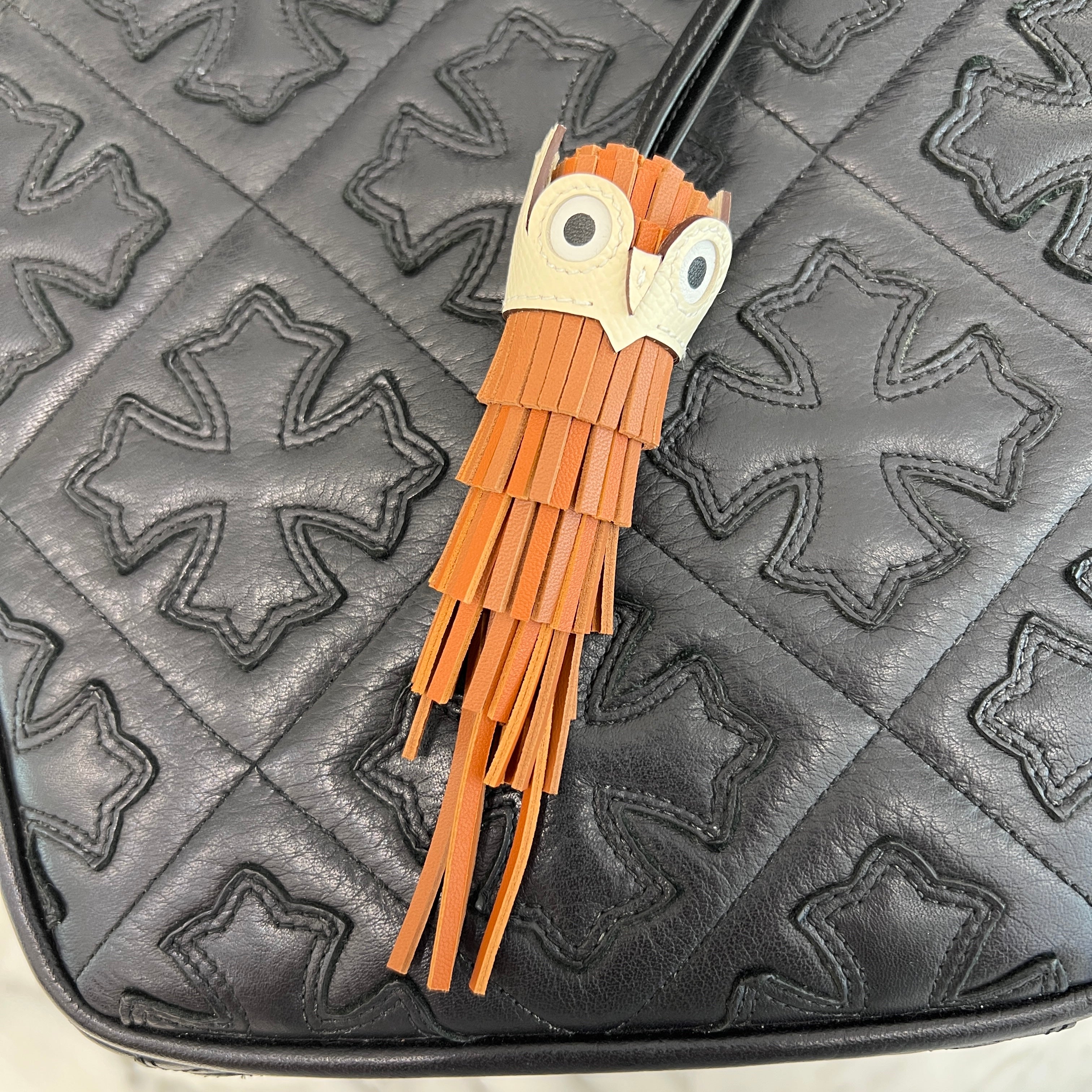 HERMES Chouette Leather Bag Charm H085001CAAB W刻印 エルメス シュエット レザーバッグチャーム W刻印 ゴールド