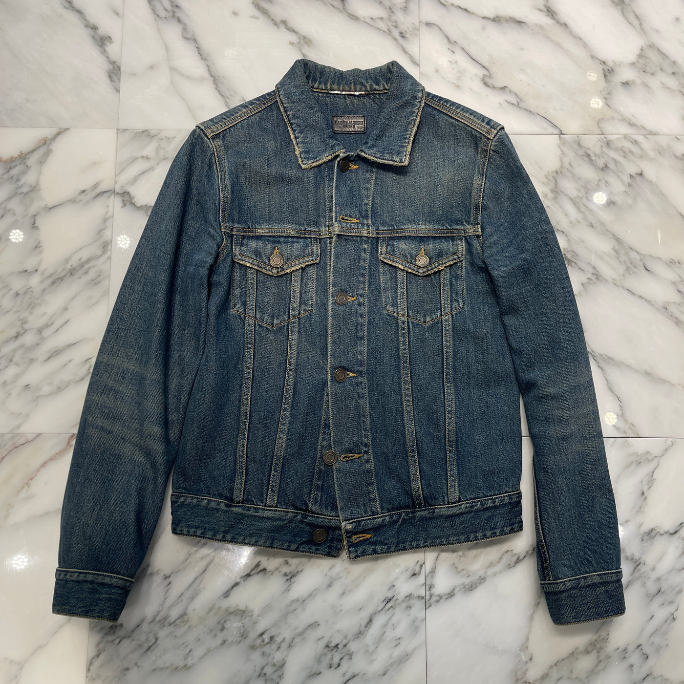 SAINT LAURENT PARIS 2015SS Vintage Denim Jacket 377890 Y875H Size 