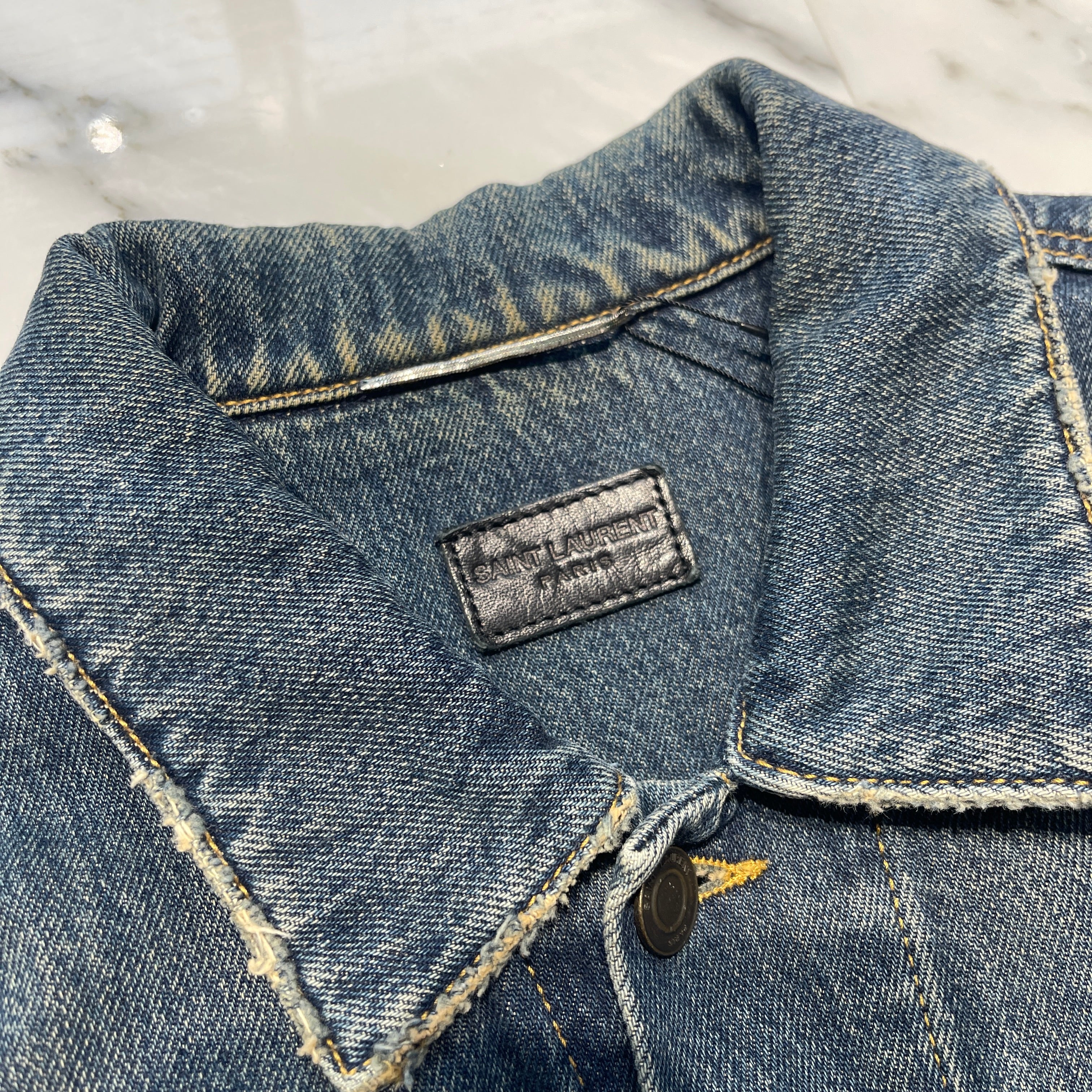 SAINT LAURENT PARIS 2015SS Vintage Denim Jacket 377890 Y875H Size