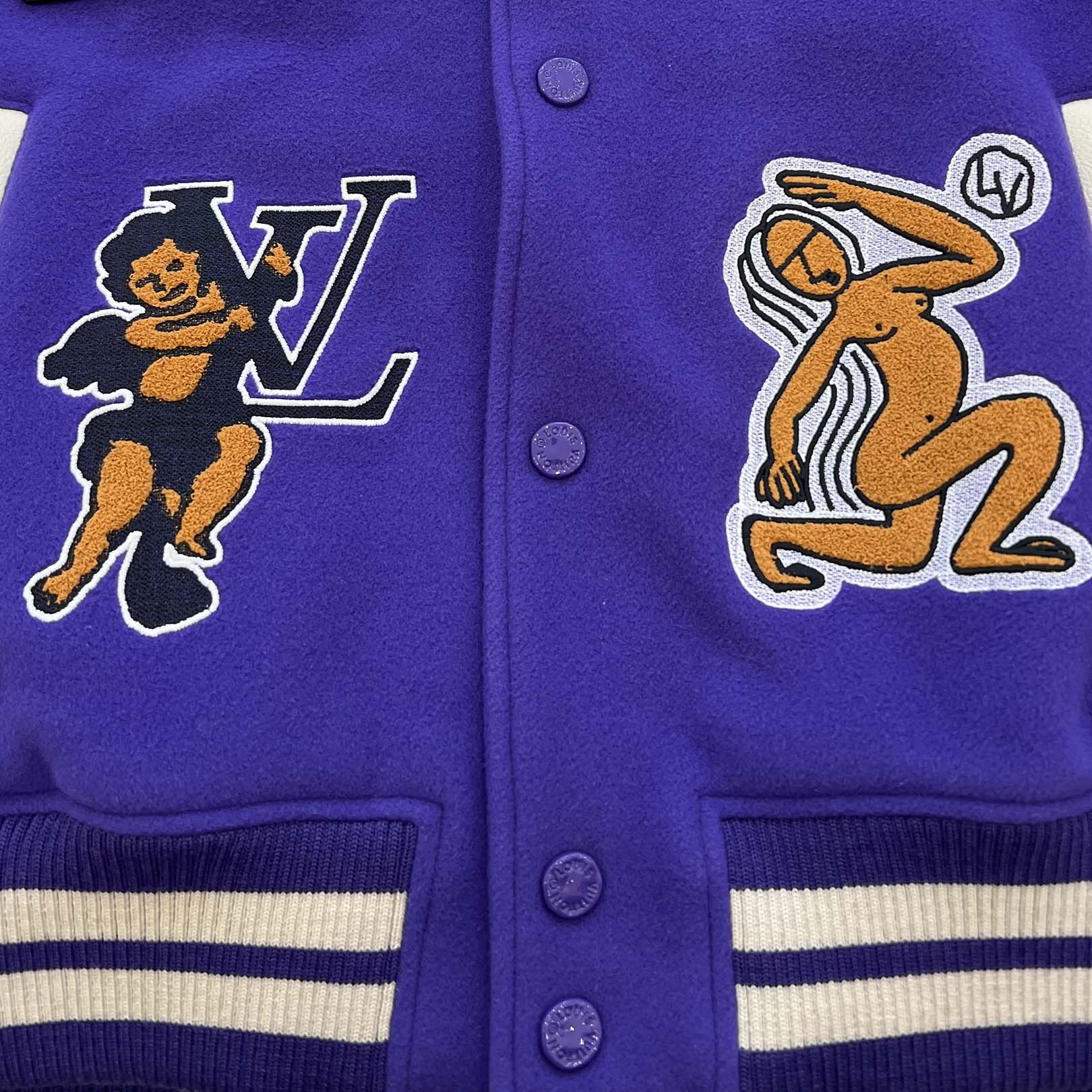 LOUIS VUITTON 2022AW Multi Patch Varsity Leather Jacket 1AAGHZ Size 50 ルイヴィトン マルチパッチバーシティレザージャケット サイズ50