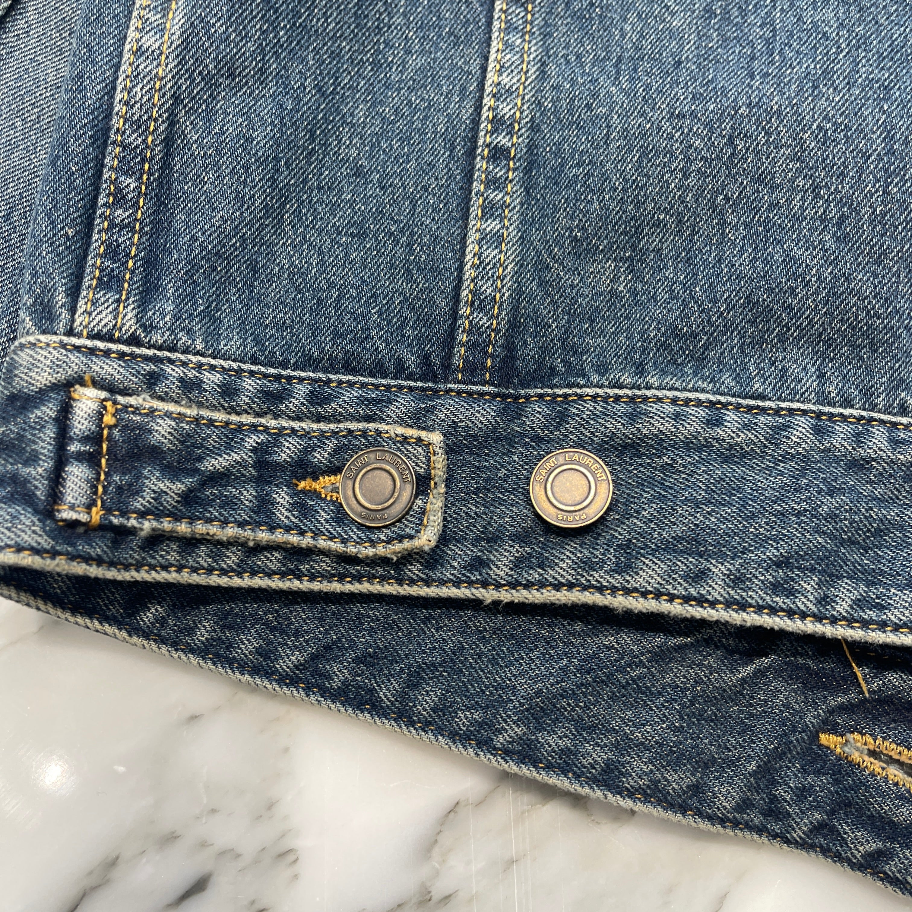 SAINT LAURENT PARIS 2015SS Vintage Denim Jacket 377890 Y875H Size XS サンローランパリ ヴィンテージ デニムジャケット サイズXS