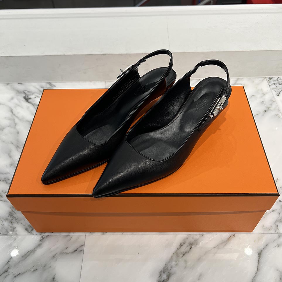 HERMES Pointed Toe Slingback Pumps Size 37 エルメス ポインテッド