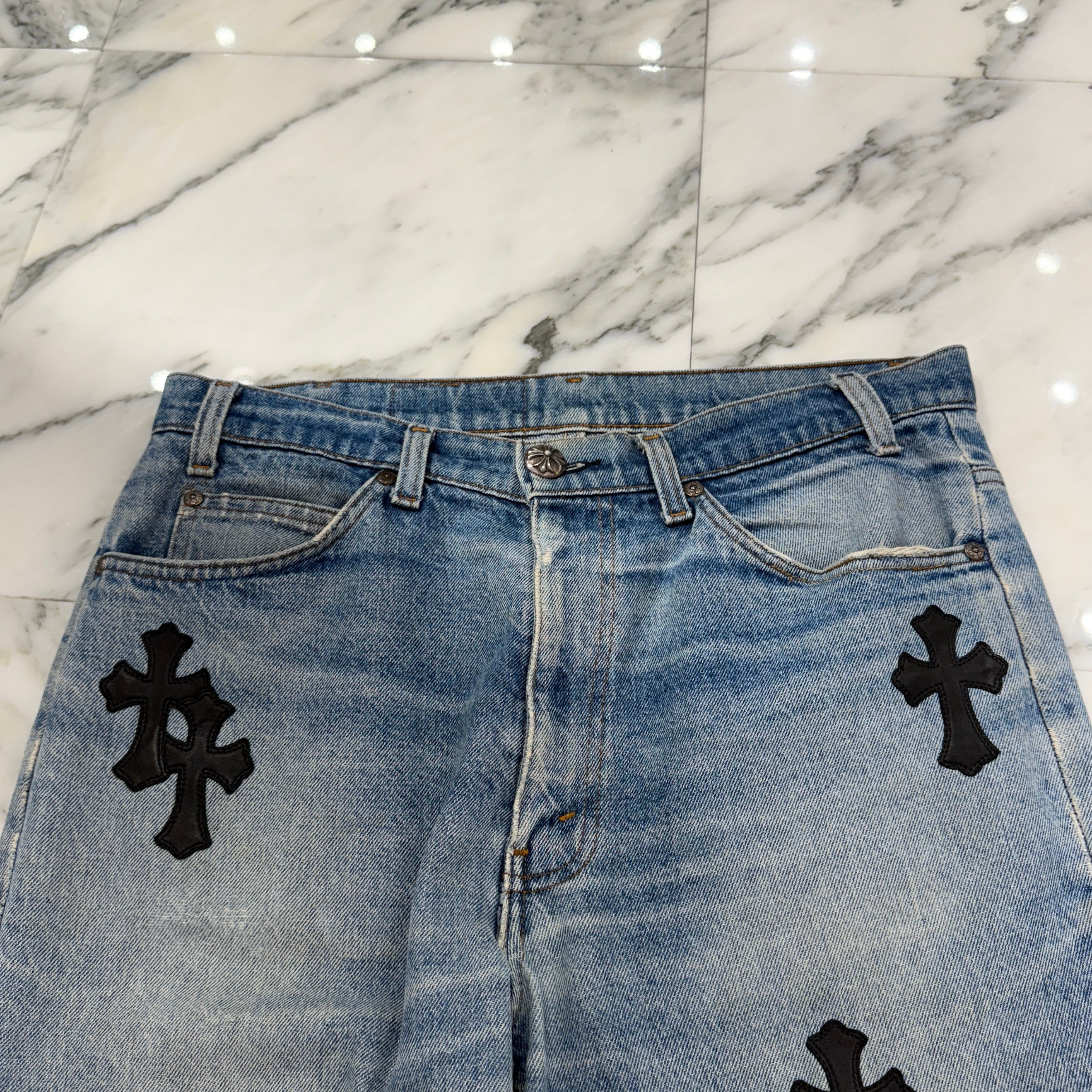 CHROME HEARTS × Levi's 517 VNTG Cross Leather Patch Denim Pants Size 33 クロムハーツ × リーバイス 517 ヴィンテージ クロスレザーパッチ デニムパンツ サイズ33