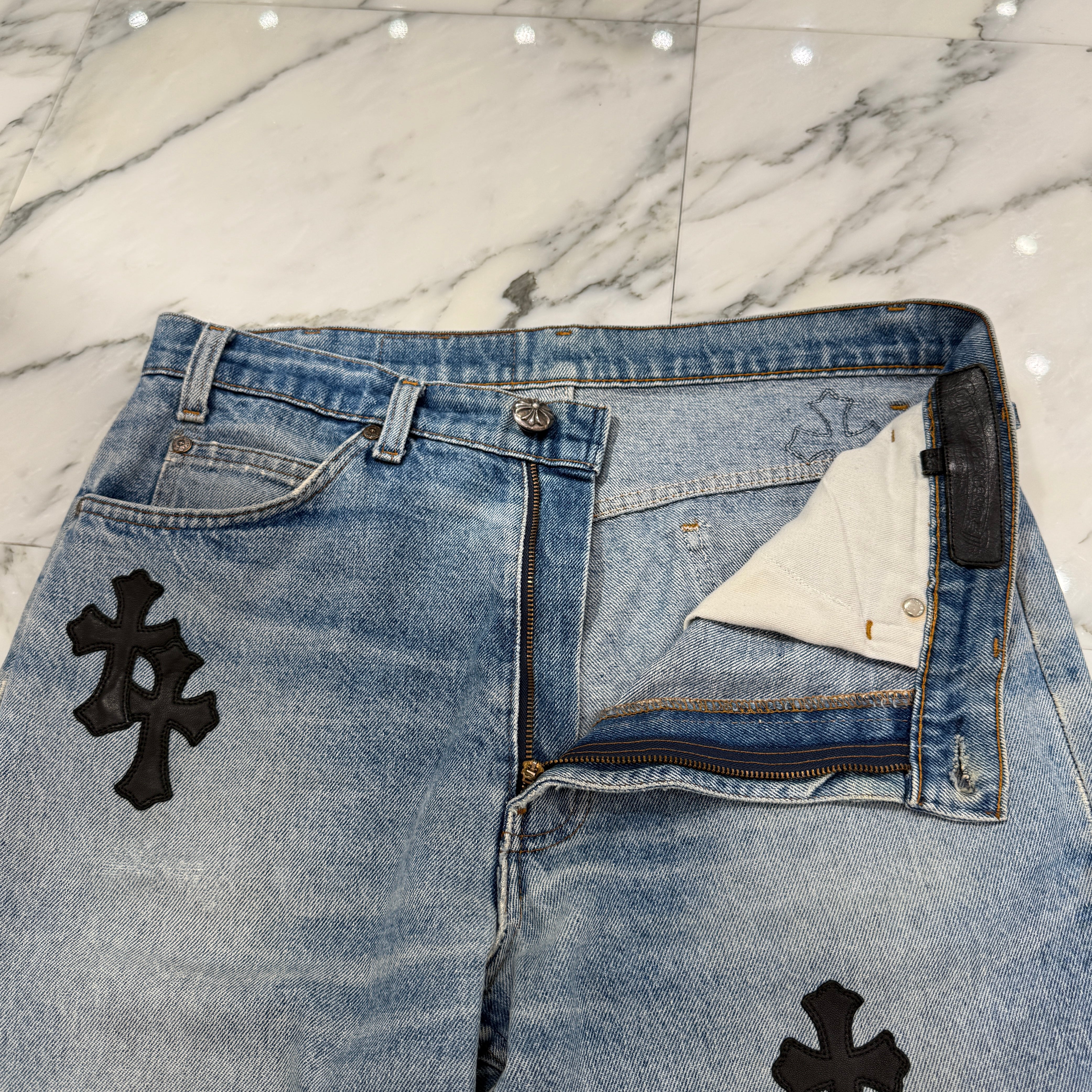 CHROME HEARTS × Levi's 517 VNTG Cross Leather Patch Denim Pants Size 33 クロムハーツ × リーバイス 517 ヴィンテージ クロスレザーパッチ デニムパンツ サイズ33