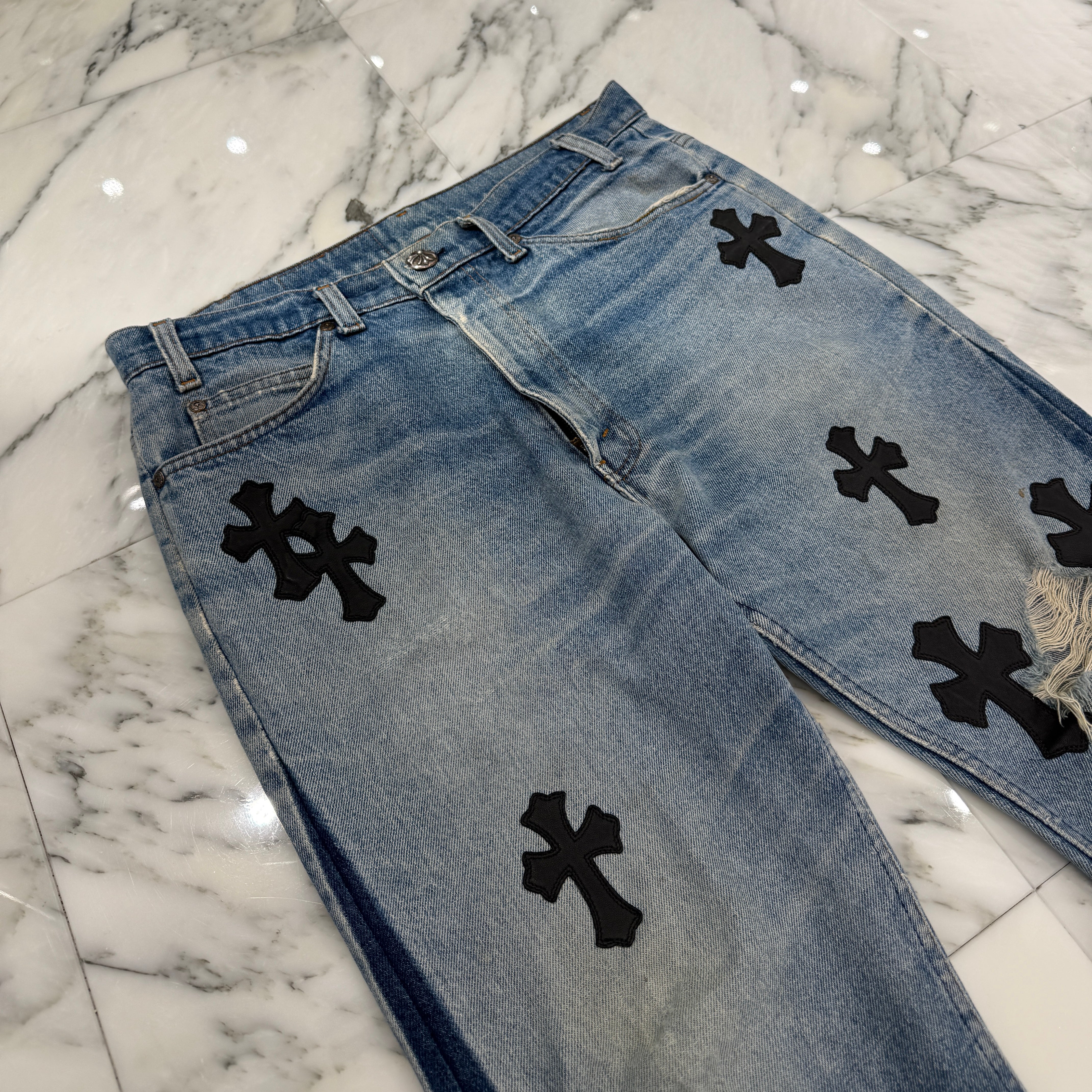 CHROME HEARTS × Levi's 517 VNTG Cross Leather Patch Denim Pants Size 33 クロムハーツ × リーバイス 517 ヴィンテージ クロスレザーパッチ デニムパンツ サイズ33