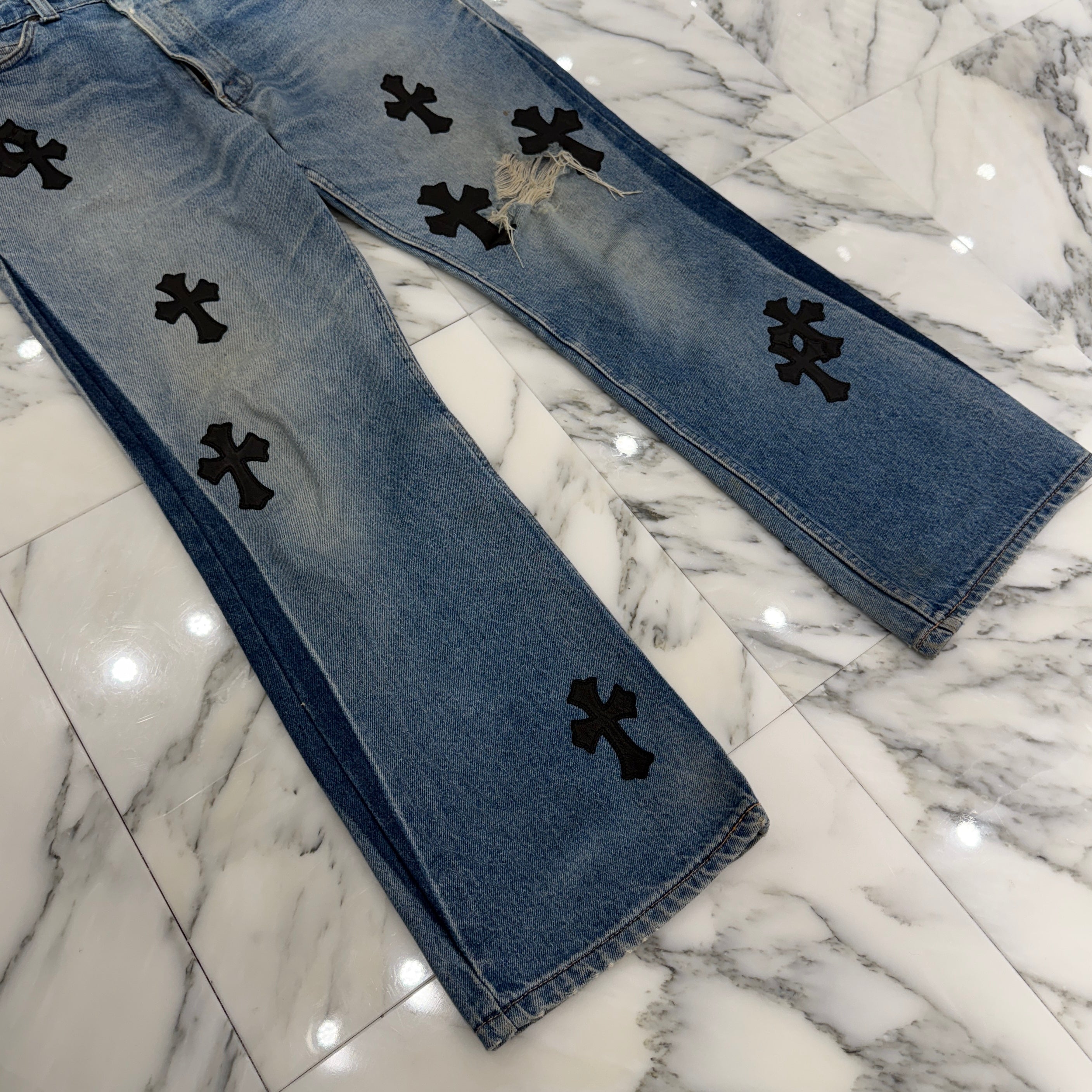 CHROME HEARTS × Levi's 517 VNTG Cross Leather Patch Denim Pants Size 33 クロムハーツ × リーバイス 517 ヴィンテージ クロスレザーパッチ デニムパンツ サイズ33