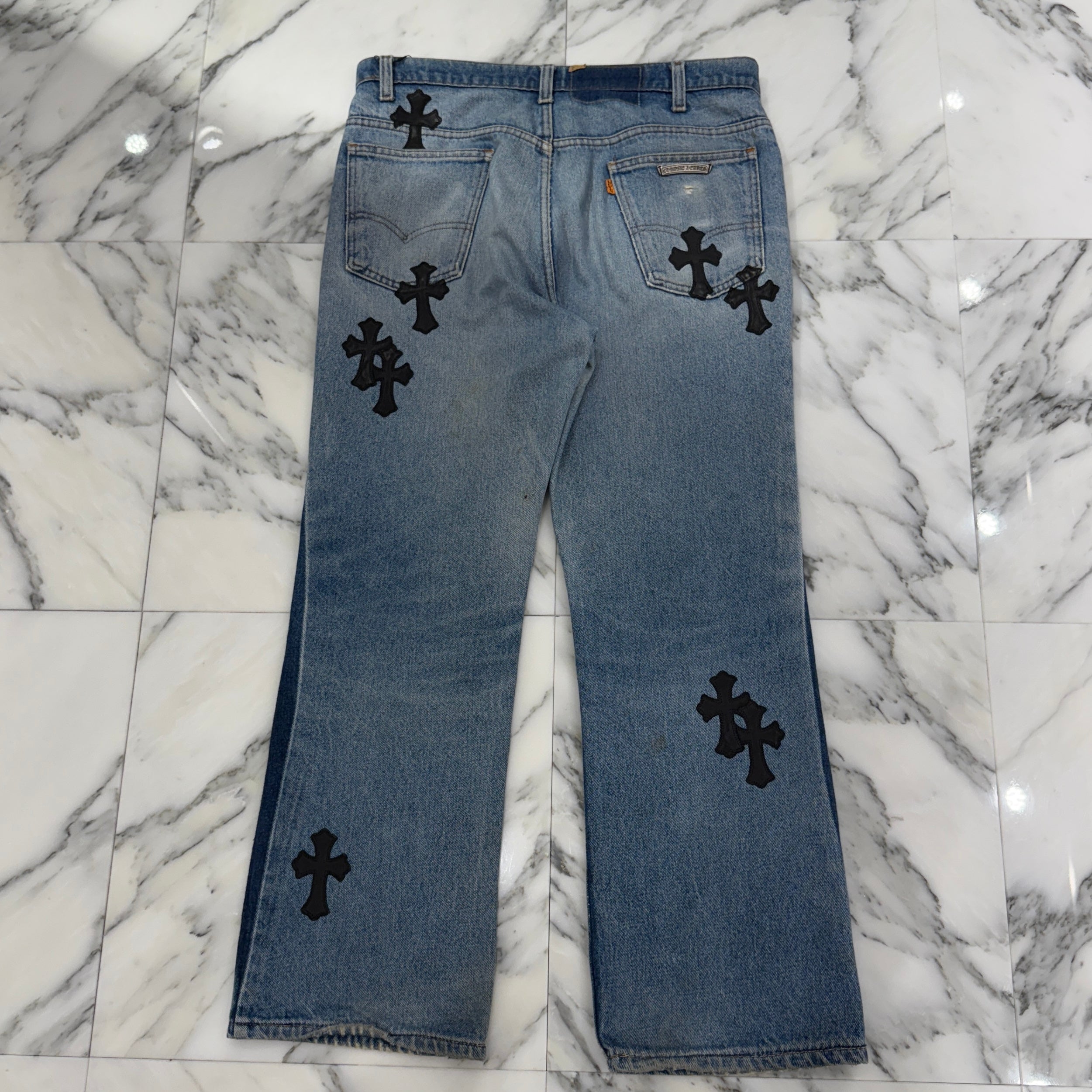 CHROME HEARTS × Levi's 517 VNTG Cross Leather Patch Denim Pants Size 33 クロムハーツ × リーバイス 517 ヴィンテージ クロスレザーパッチ デニムパンツ サイズ33