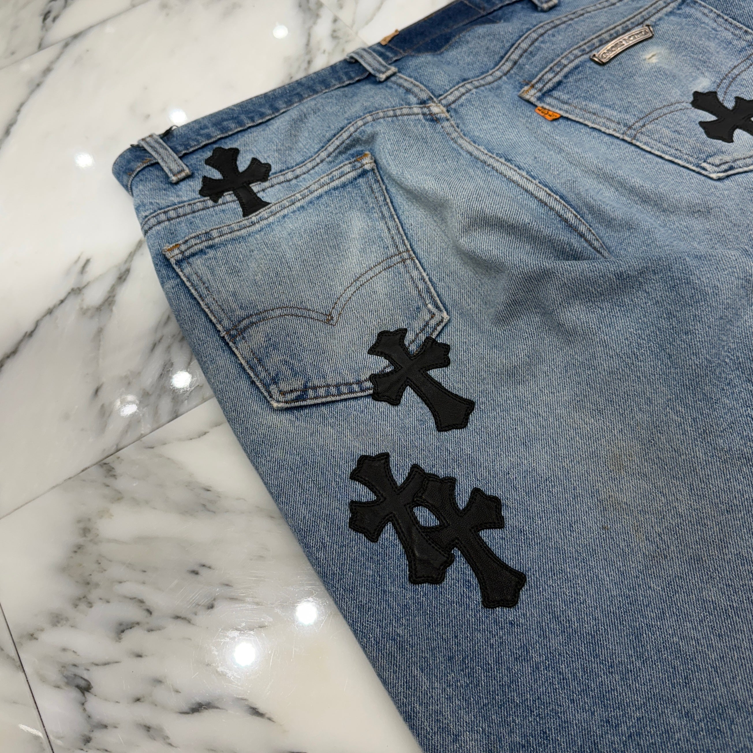 CHROME HEARTS × Levi's 517 VNTG Cross Leather Patch Denim Pants Size 33 クロムハーツ × リーバイス 517 ヴィンテージ クロスレザーパッチ デニムパンツ サイズ33