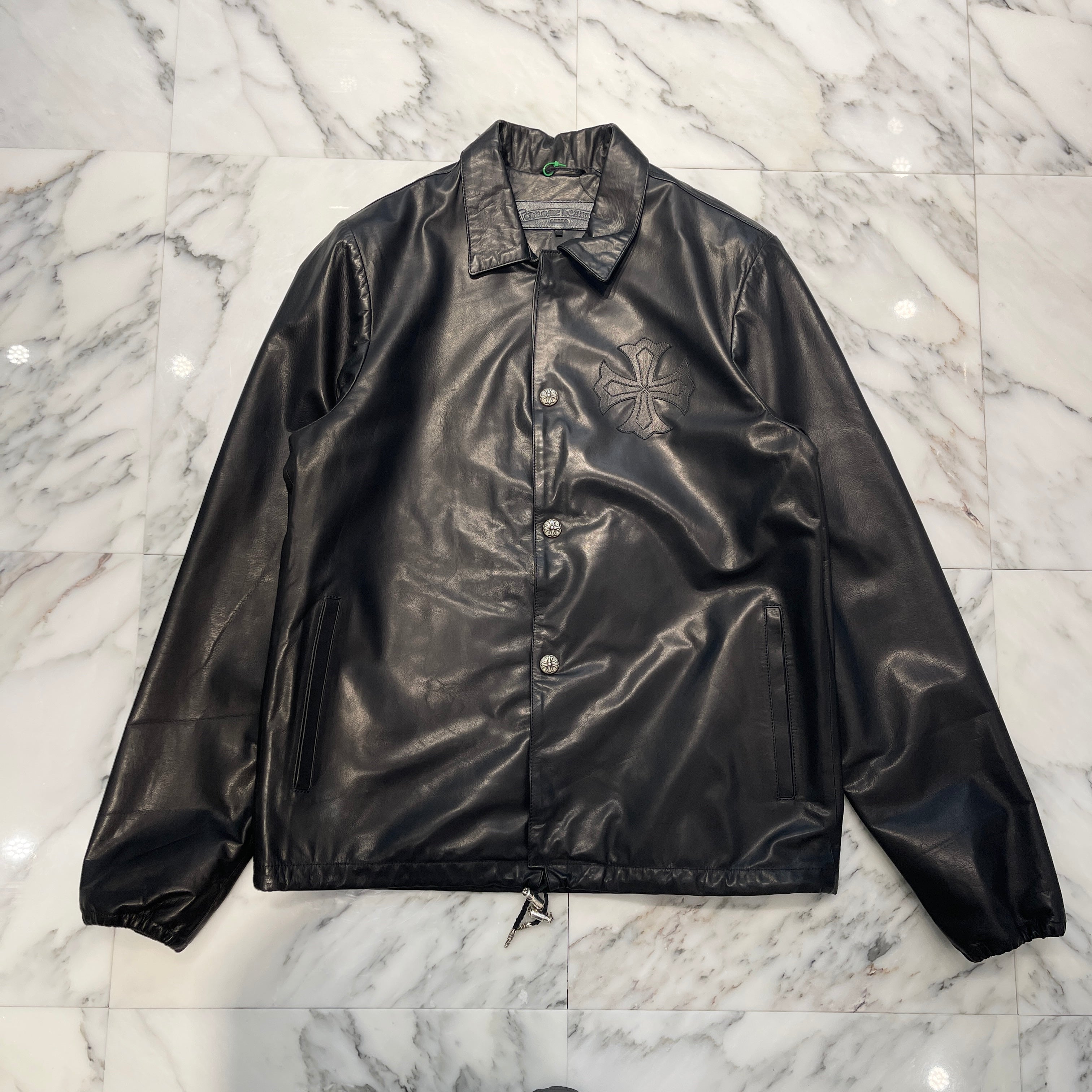 CHROME HEARTS Eye Chart Old English Leather Coach Jacket Size M