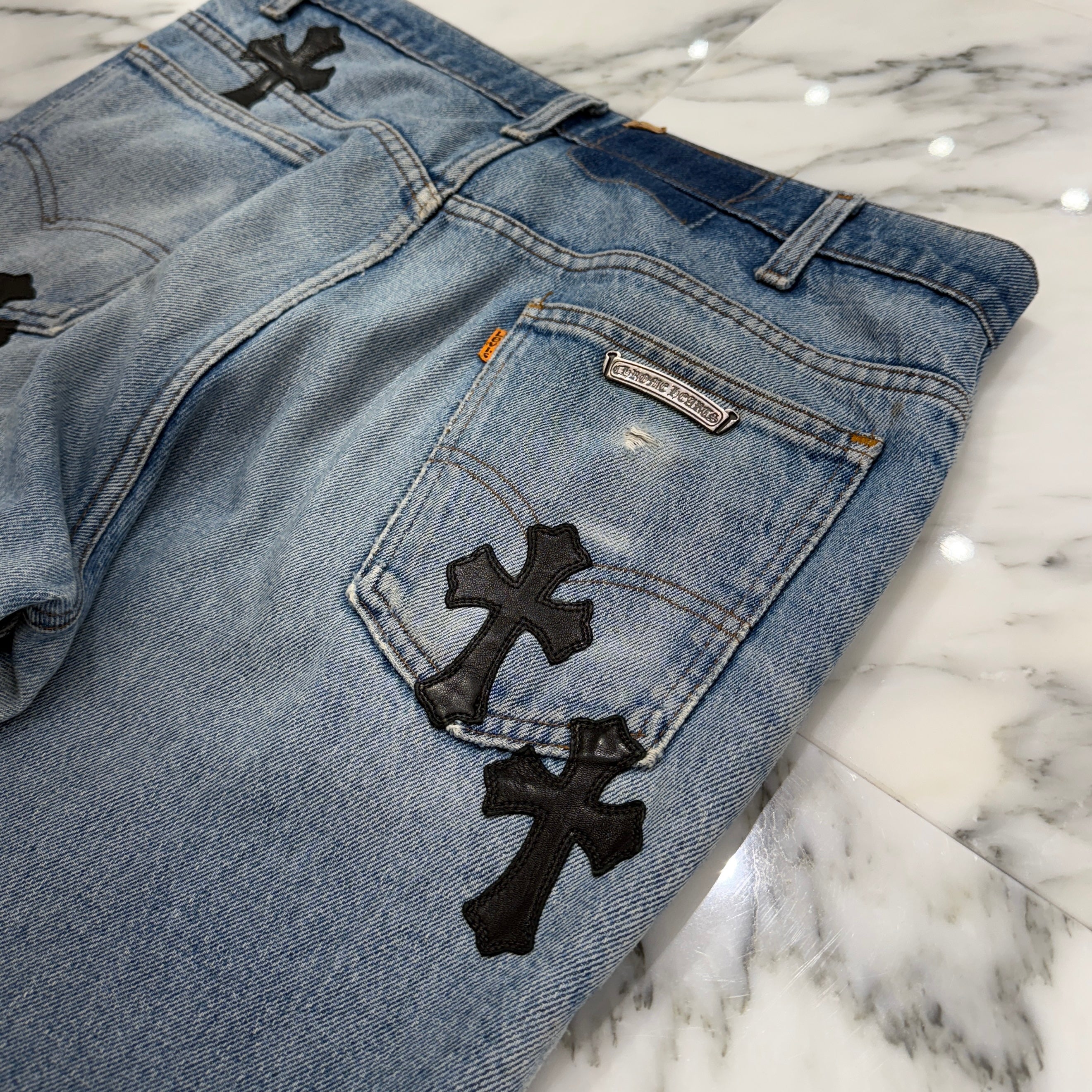 CHROME HEARTS × Levi's 517 VNTG Cross Leather Patch Denim Pants Size 33 クロムハーツ × リーバイス 517 ヴィンテージ クロスレザーパッチ デニムパンツ サイズ33