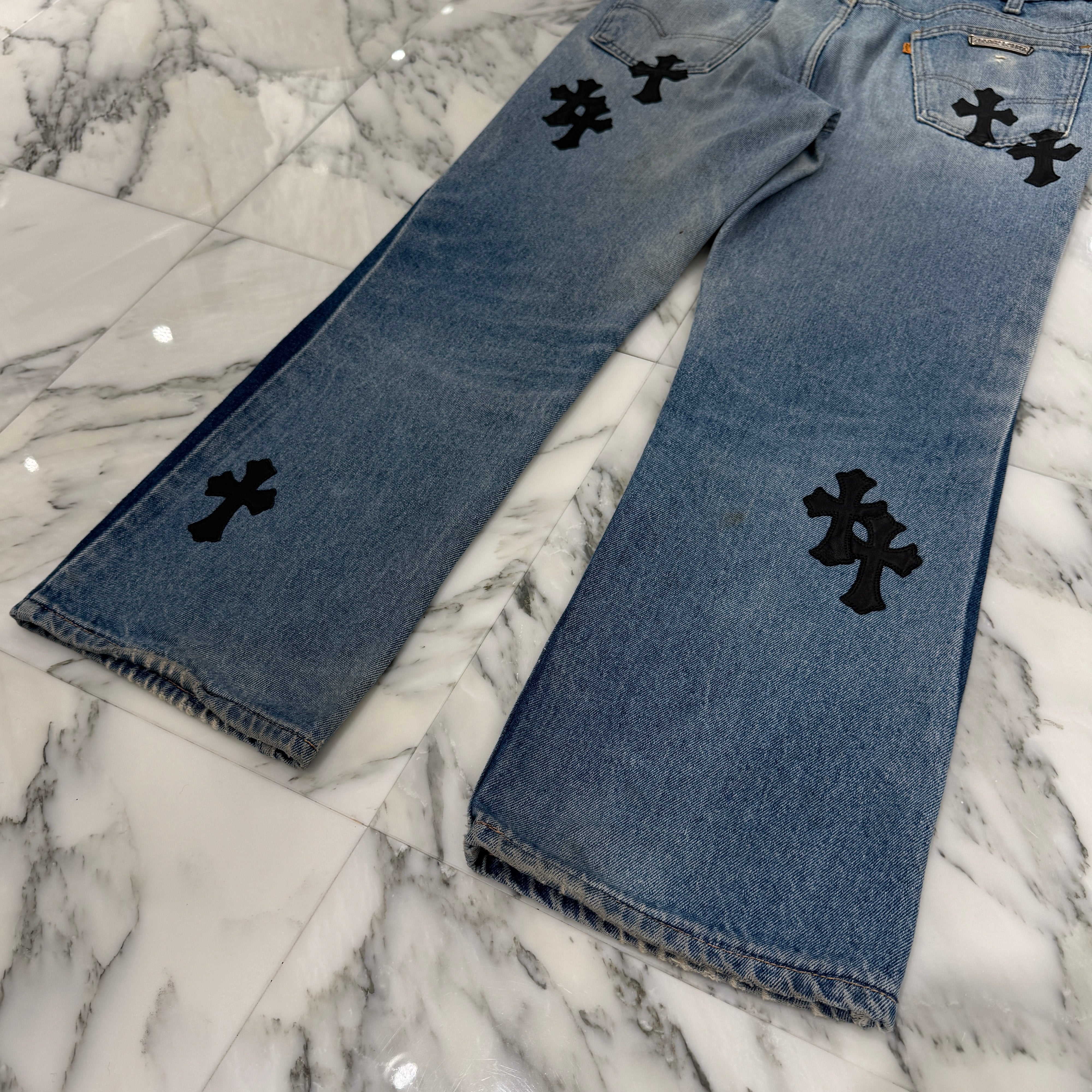 CHROME HEARTS × Levi's 517 VNTG Cross Leather Patch Denim Pants Size 33 クロムハーツ × リーバイス 517 ヴィンテージ クロスレザーパッチ デニムパンツ サイズ33