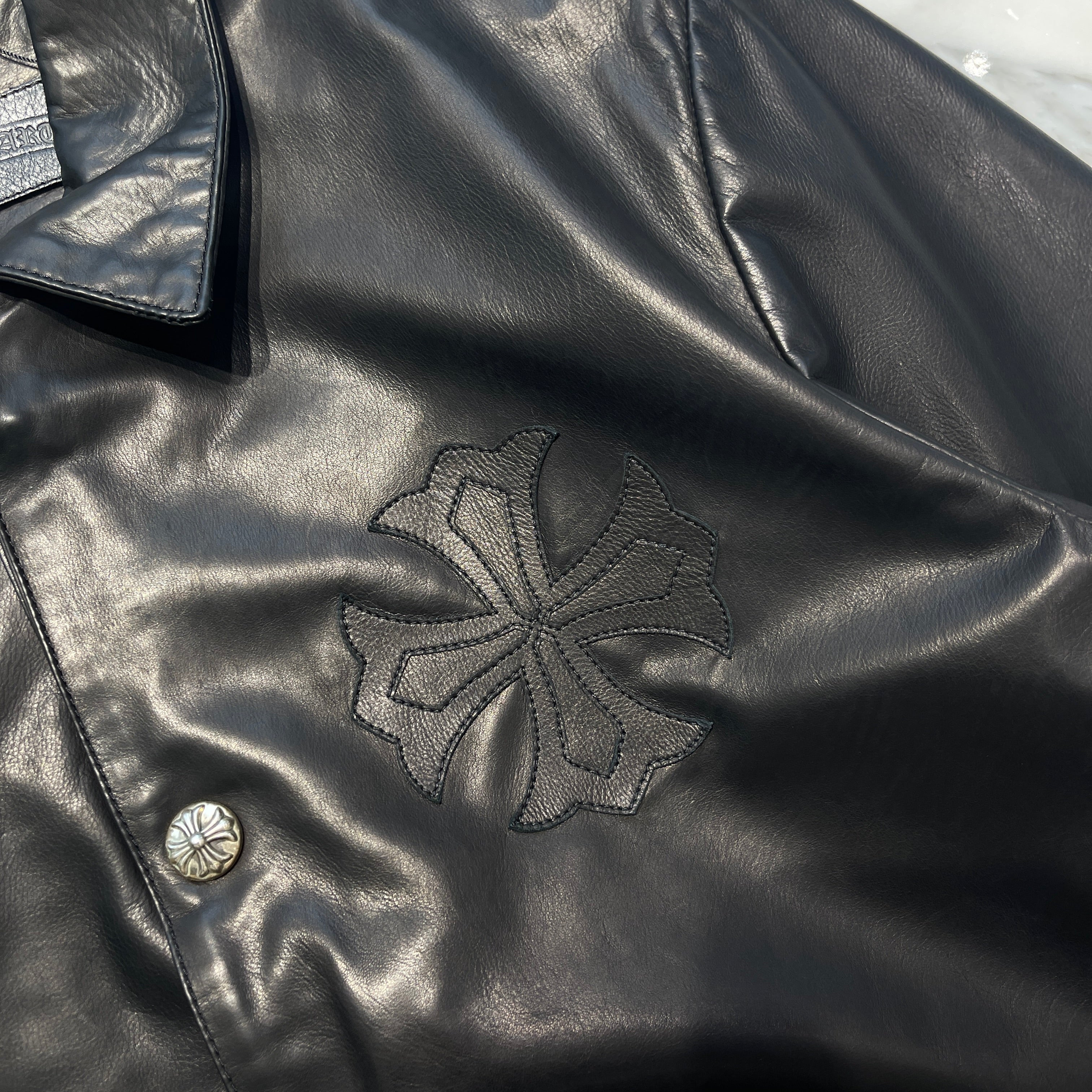 CHROME HEARTS Eye Chart Old English Leather Coach Jacket Size M クロムハーツ アイチャート オールドイングリッシュ レザーコーチジャケット サイズM