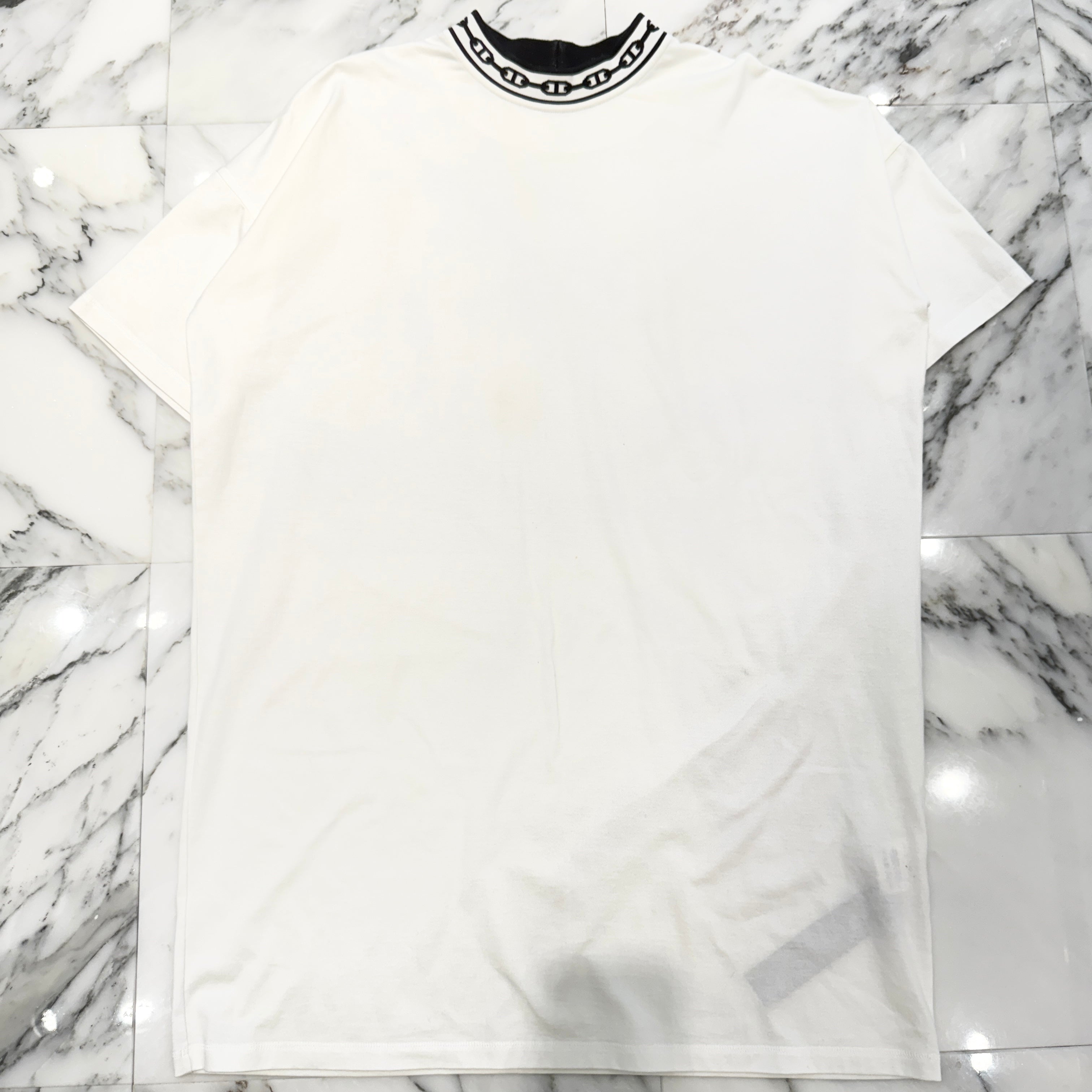 HERMES Neck Chaine d'Ancre Motif Shirt Dress 40802101208 Size 42 エルメス ネック シェーヌダンクル モチーフ シャツ ワンピース サイズ42