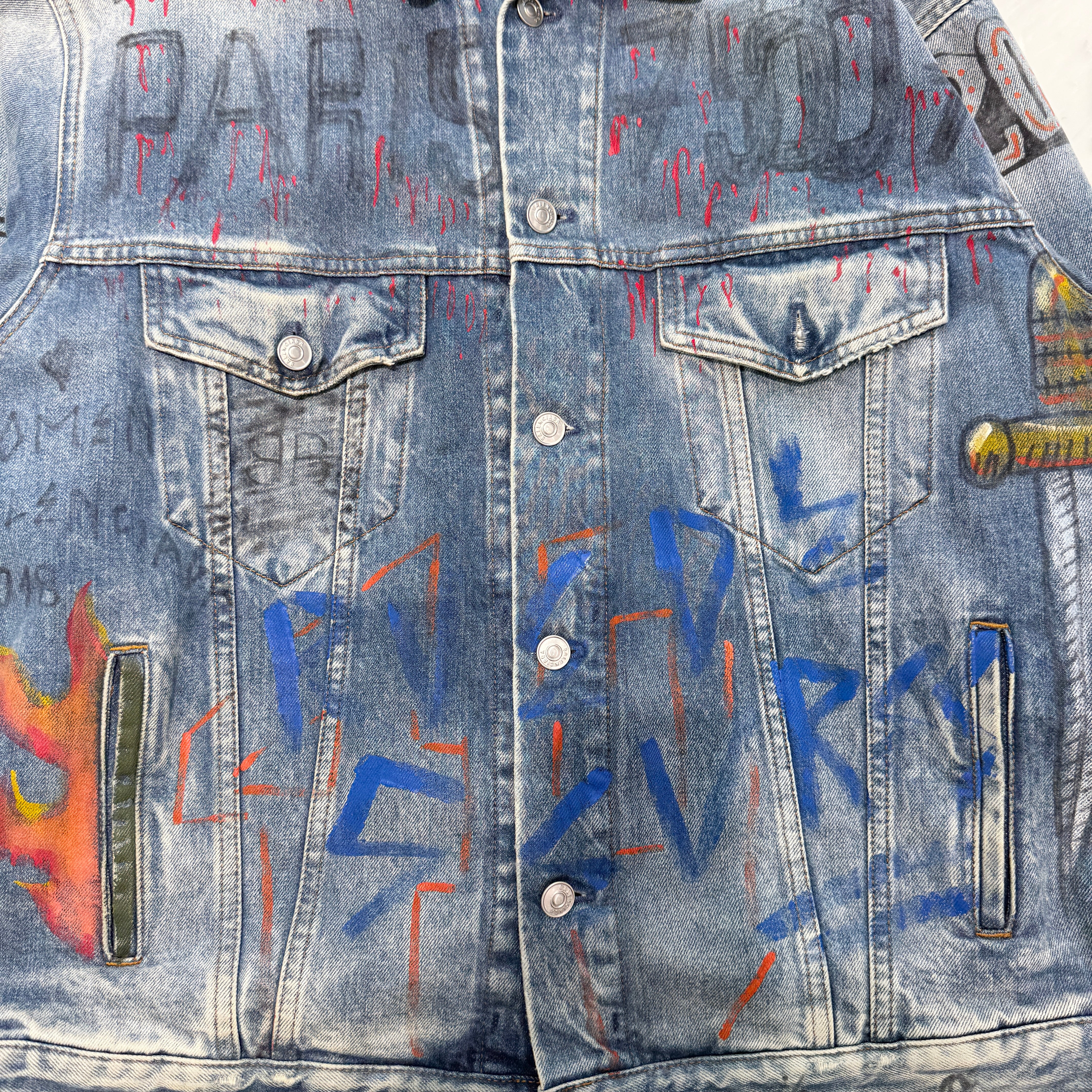 BALENCIAGA 2018AW Glafitti Oversized Denim Jacket 530723 TXE08 Size34 バレンシアガ グラフィティ オーバーサイズ デニムジャケット サイズ34