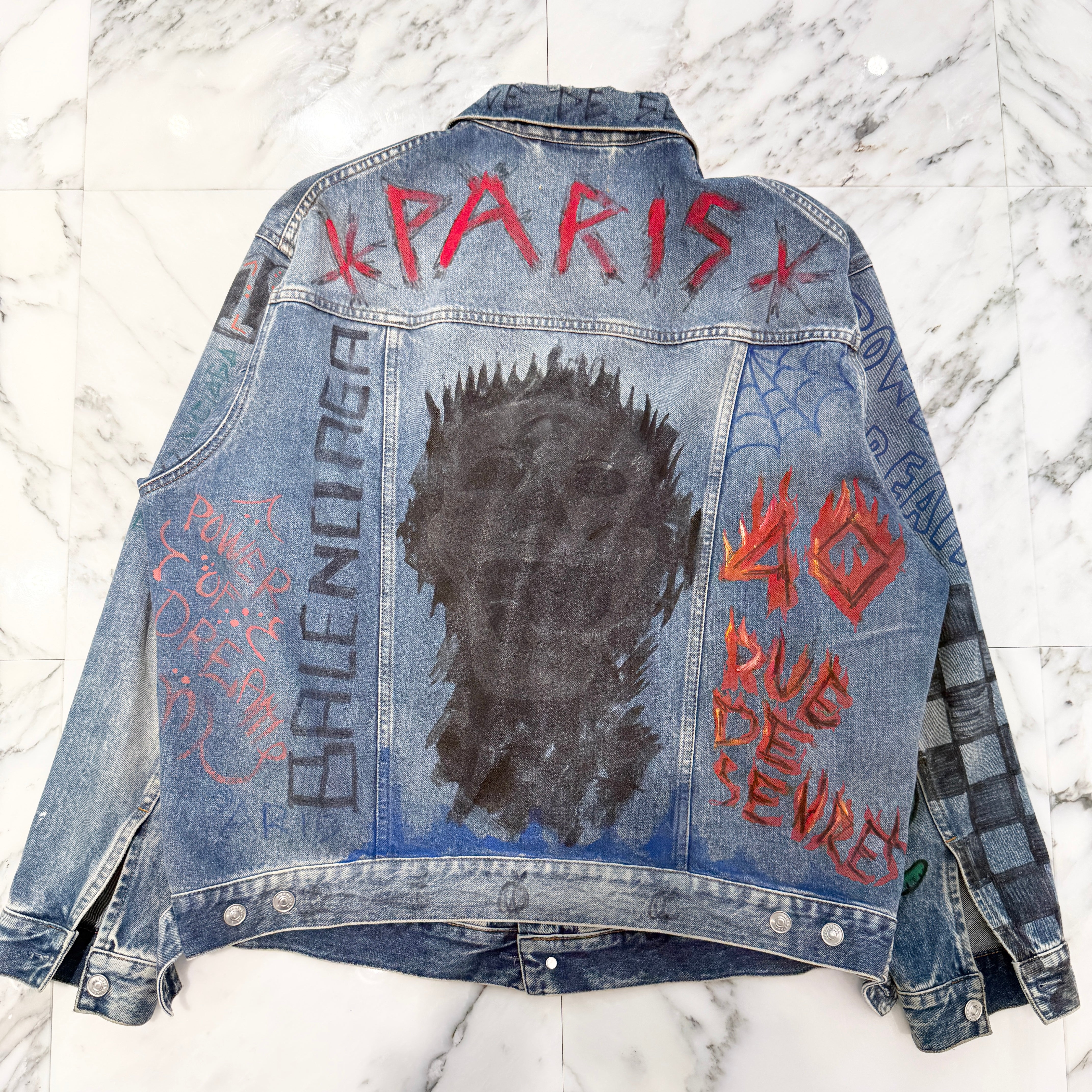 BALENCIAGA 2018AW Glafitti Oversized Denim Jacket 530723 TXE08 Size34 バレンシアガ グラフィティ オーバーサイズ デニムジャケット サイズ34
