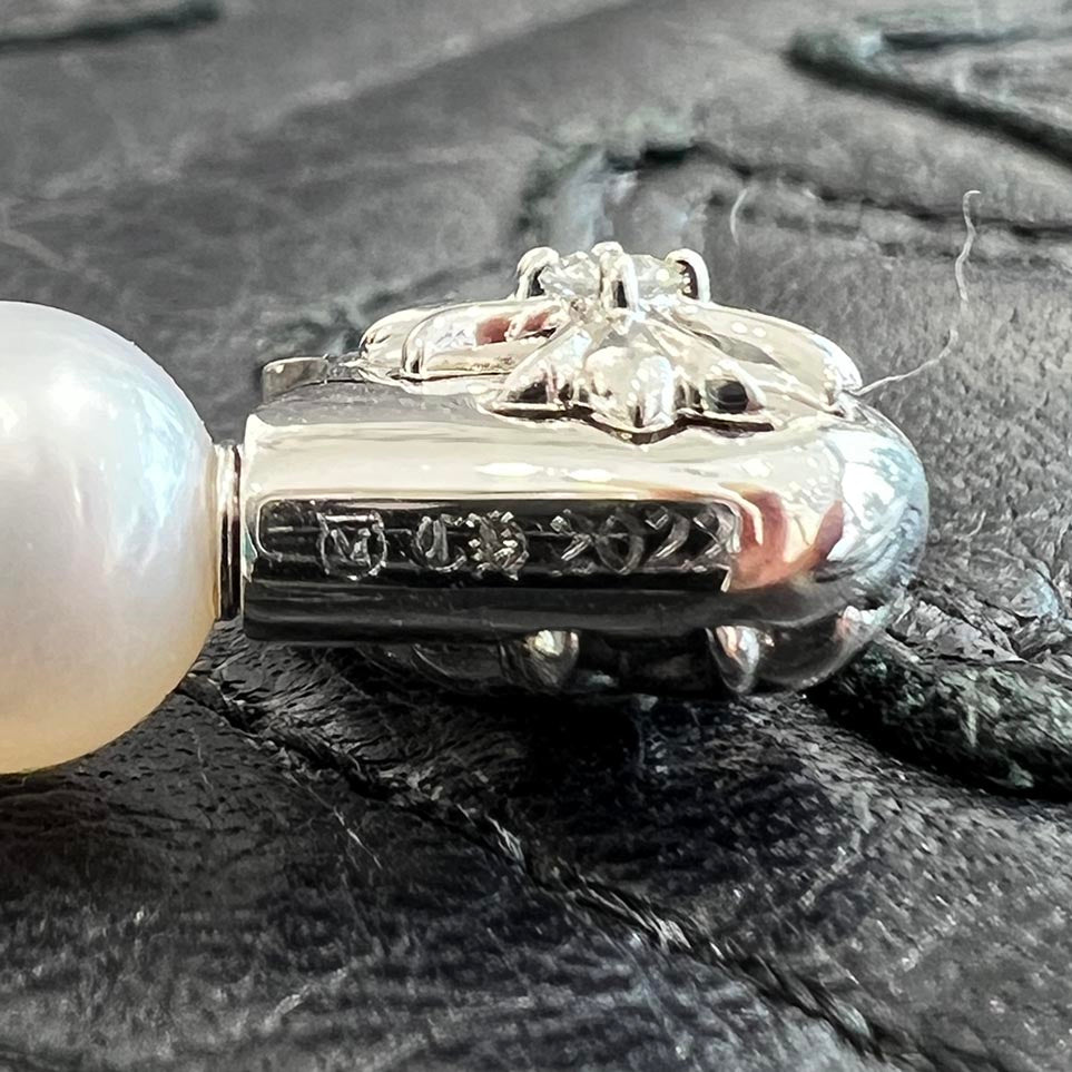 CHROME HEARTS × MIKIMOTO K18 WG Pearl Safety Pin 1 Diamond Pendant