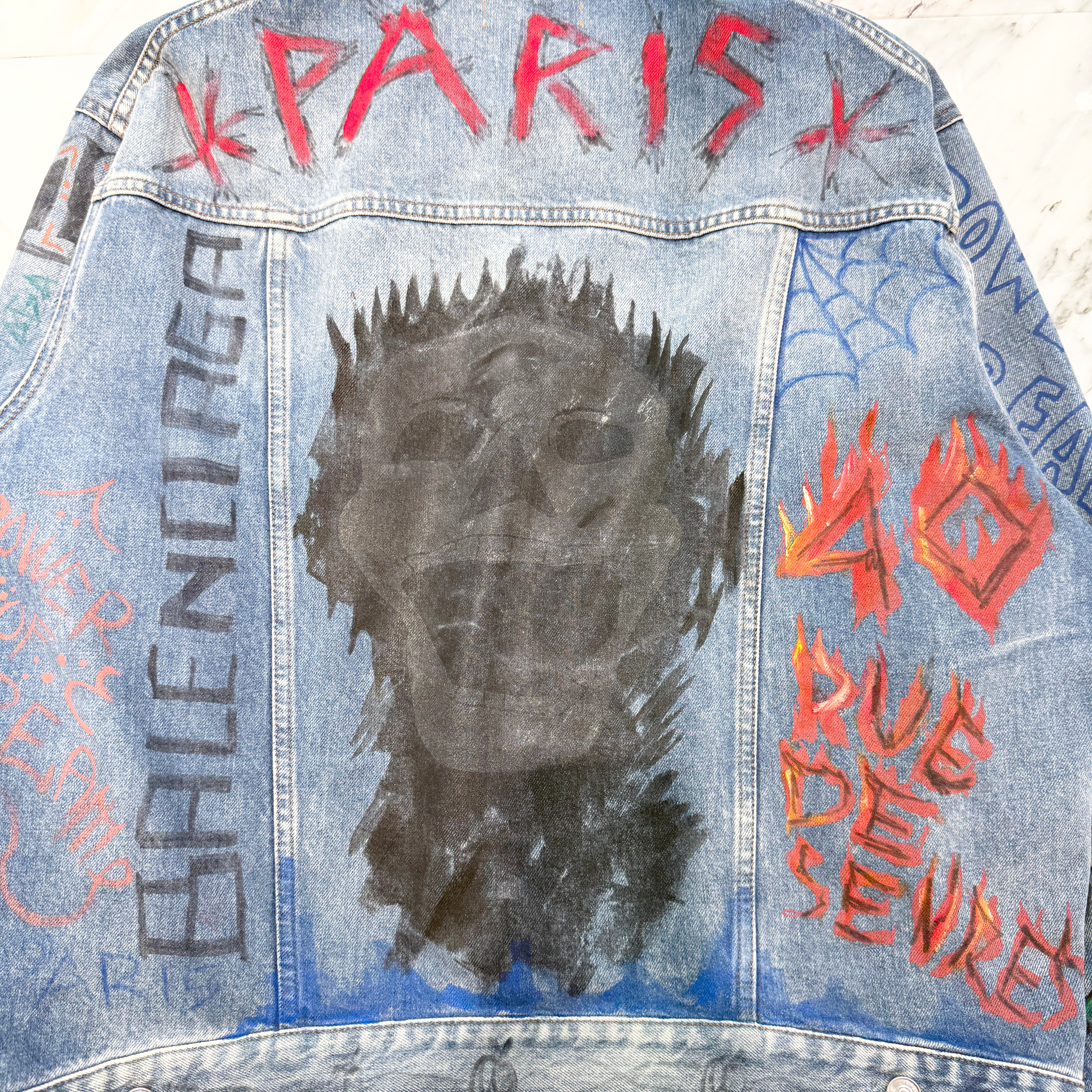 BALENCIAGA 2018AW Glafitti Oversized Denim Jacket 530723 TXE08 Size34 バレンシアガ グラフィティ オーバーサイズ デニムジャケット サイズ34