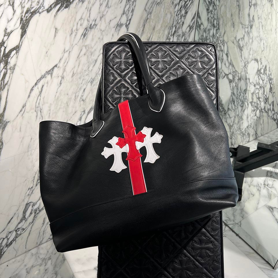 CHROME HEARTS 3 Cemetery Cross Leather Patch Leather Tote Bag クロムハーツ 3セメタリークロスレザーパッチ レザートートバッグ