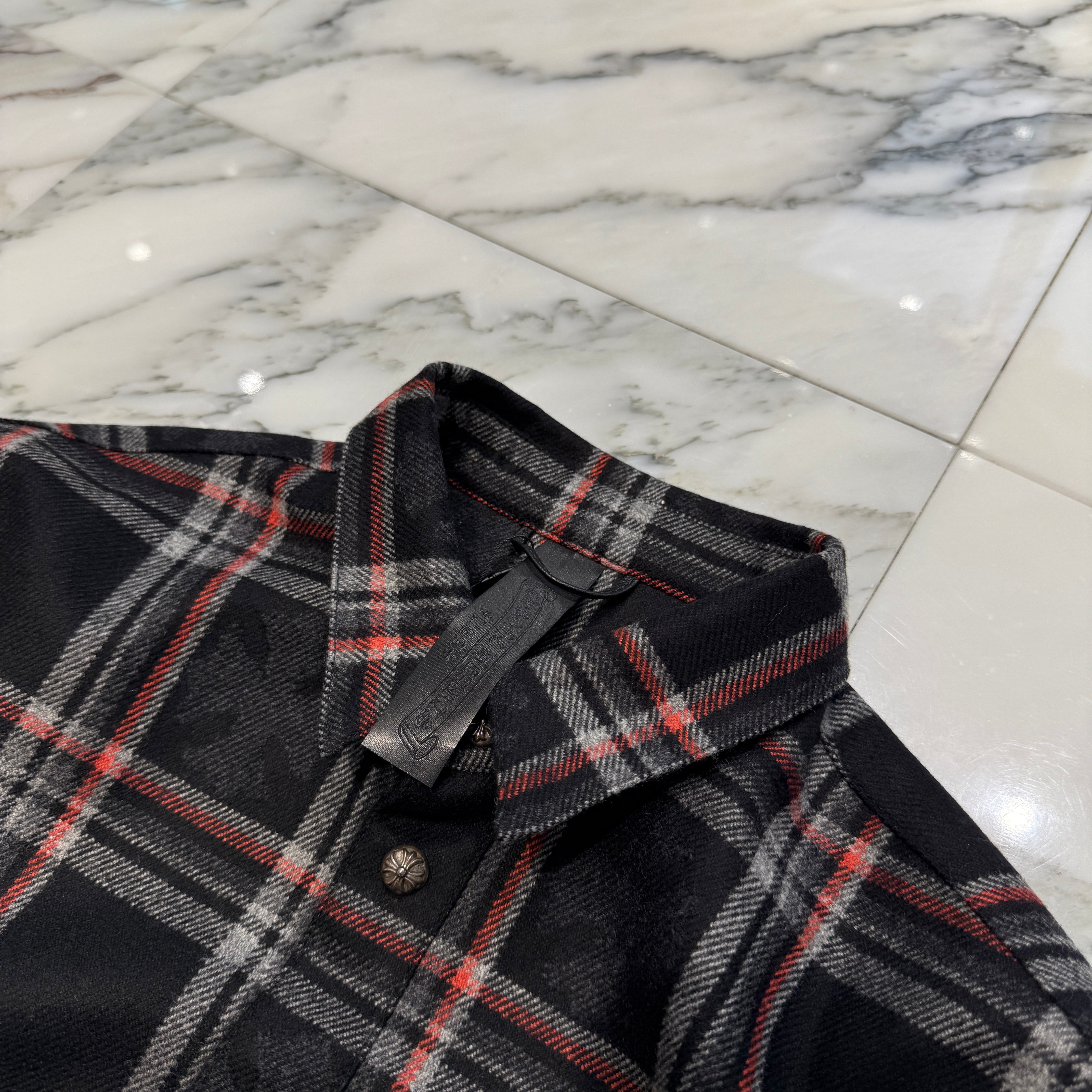 CHROME HEARTS 2025SS Y NOT Cross Ball Button Cashmere Check Shirt Size M クロムハーツ ワイノット クロスボールボタン カシミヤ チェックシャツ サイズM