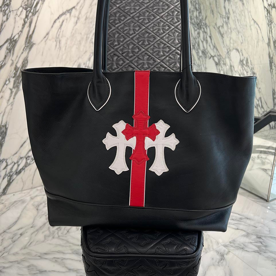 CHROME HEARTS 3 Cemetery Cross Leather Patch Leather Tote Bag クロムハーツ 3セメタリークロスレザーパッチ レザートートバッグ