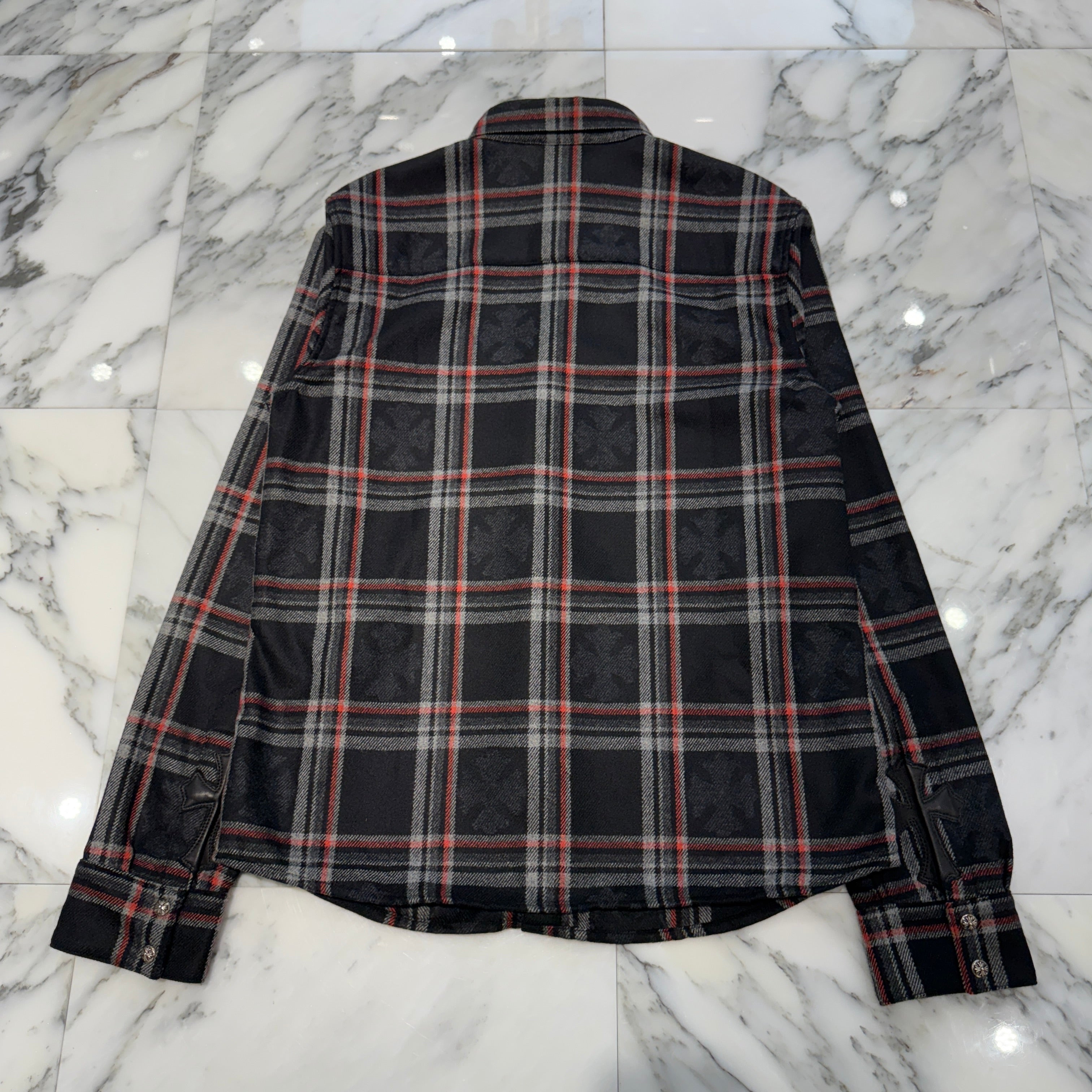 CHROME HEARTS 2025SS Y NOT Cross Ball Button Cashmere Check Shirt Size M クロムハーツ ワイノット クロスボールボタン カシミヤ チェックシャツ サイズM