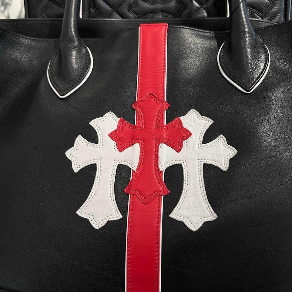 CHROME HEARTS 3 Cemetery Cross Leather Patch Leather Tote Bag クロムハーツ 3セメタリークロスレザーパッチ レザートートバッグ