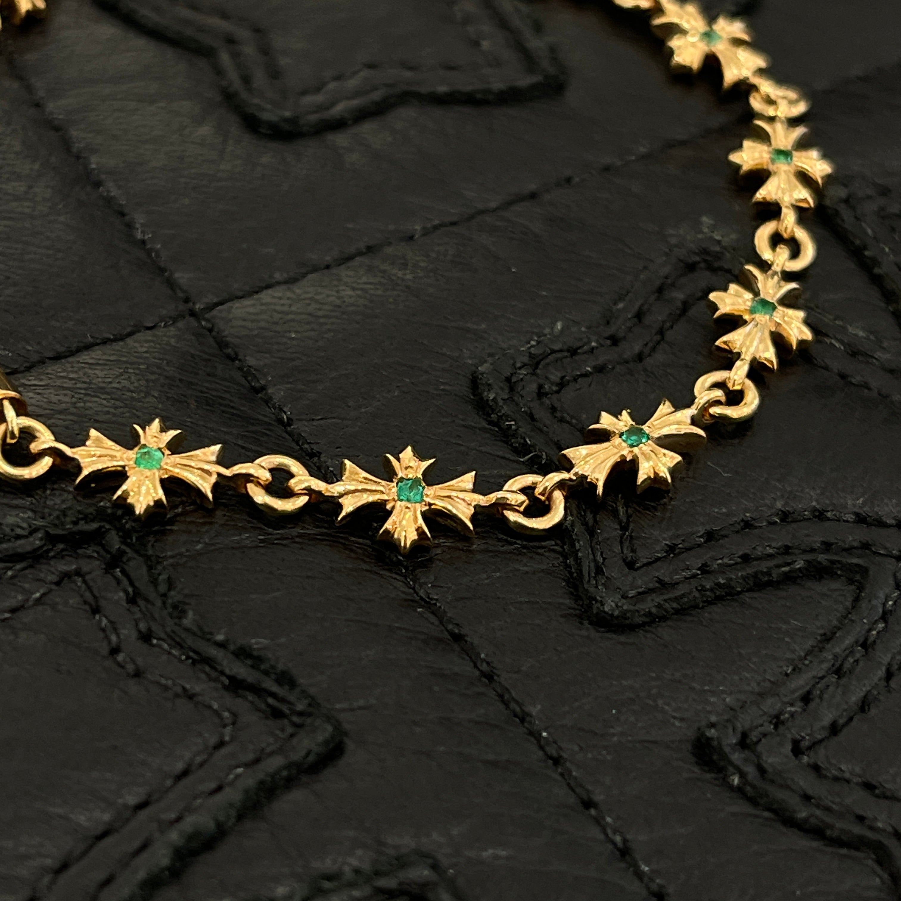 CHROME HEARTS 22K Tiny E CH Plus Pave Emerald Bracelet 12LINK クロムハーツ 22K タイニーE CHプラス パヴェエメラルド ブレスレット 12リンク