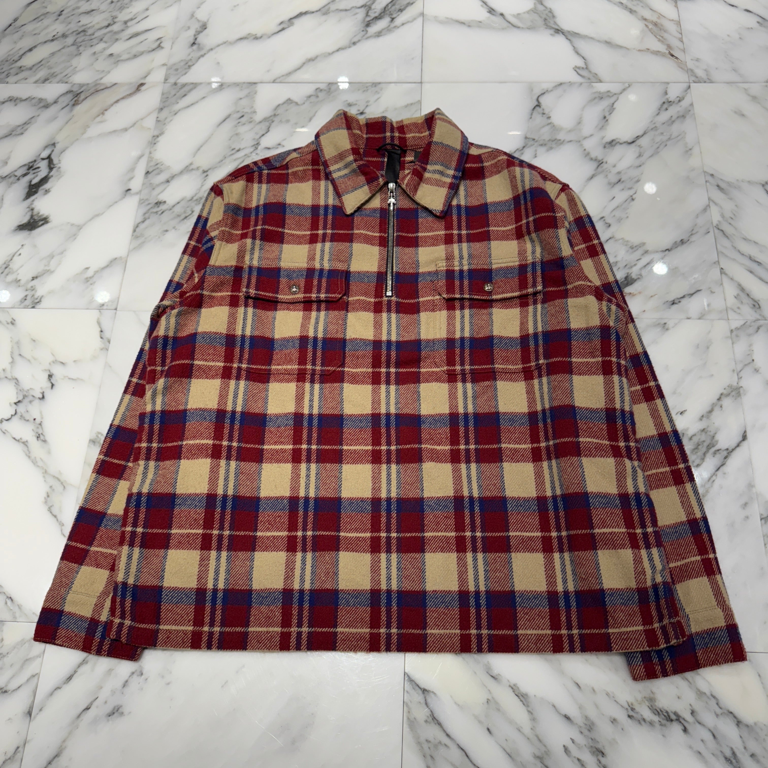 CHROME HEARTS Y NOT UNDER DOG Half Zip Pullover Check Shirt Size L クロムハーツ ワイノット アンダードッグ ハーフジップ プルオーバーチェックシャツ サイズL