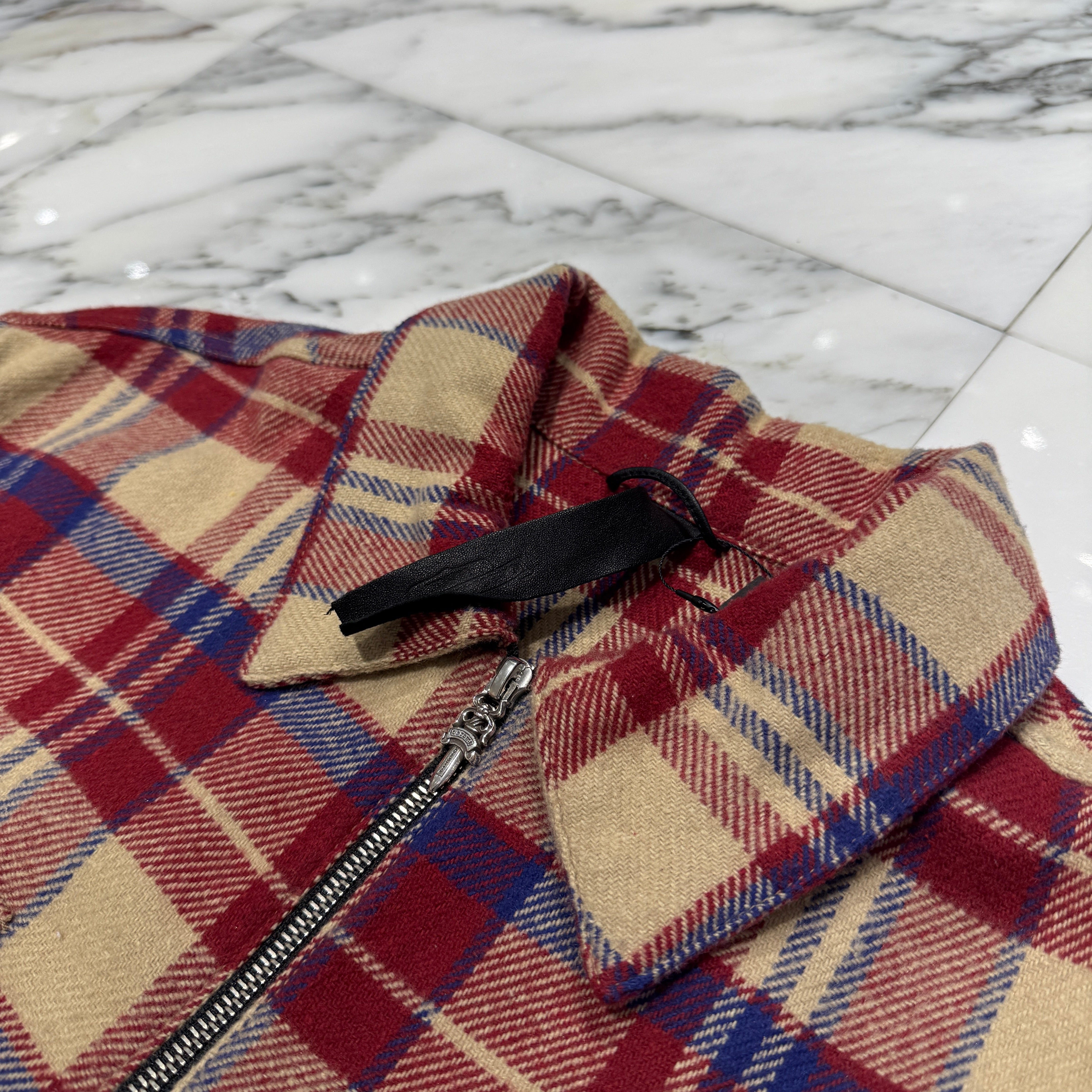 CHROME HEARTS Y NOT UNDER DOG Half Zip Pullover Check Shirt Size L クロムハーツ ワイノット アンダードッグ ハーフジップ プルオーバーチェックシャツ サイズL