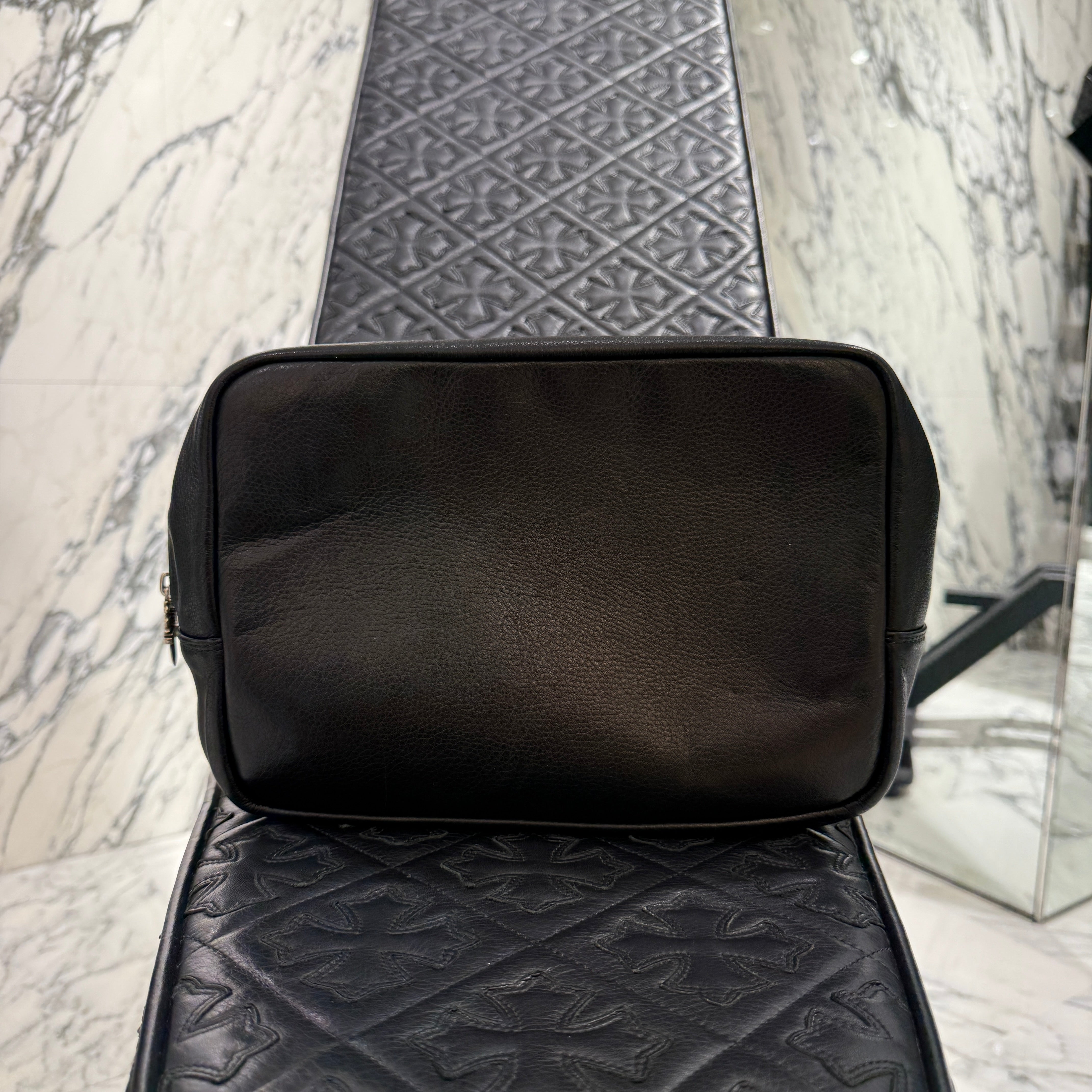 CHROME HEARTS Cemetery Cross Patch Leather Poach Bag クロムハーツ セメタリークロスパッチ レザーポーチバッグ