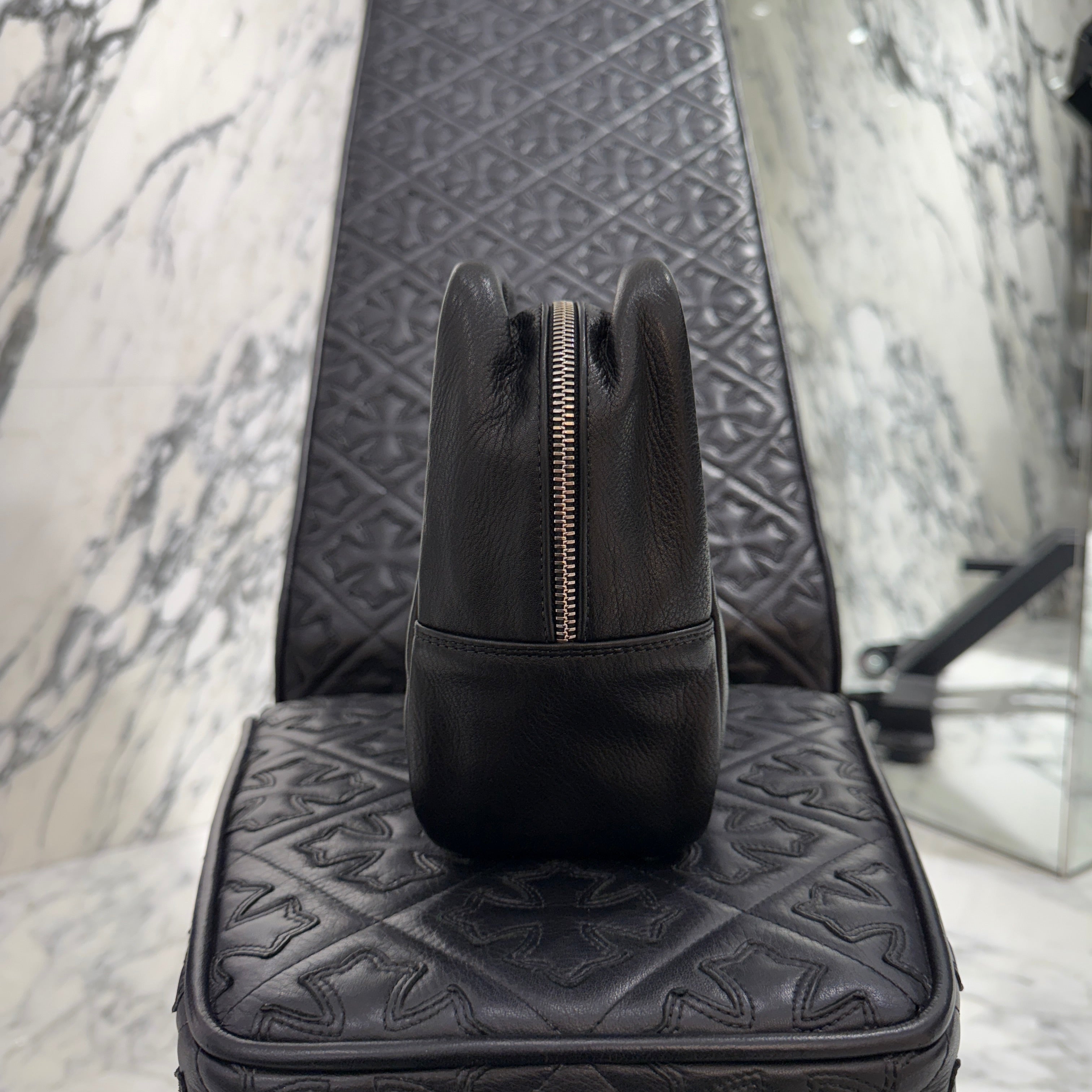 CHROME HEARTS Cemetery Cross Patch Leather Poach Bag クロムハーツ セメタリークロスパッチ レザーポーチバッグ