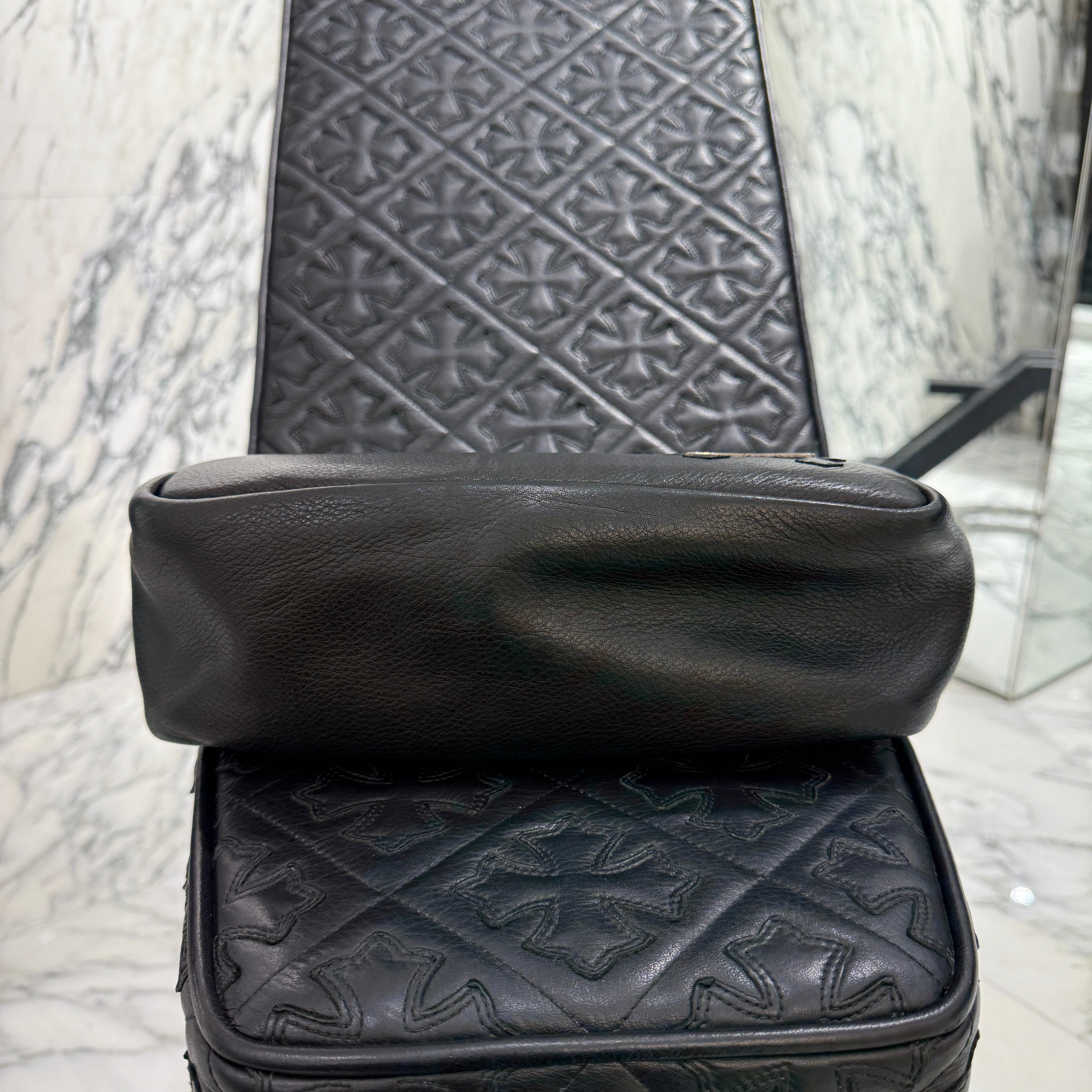 CHROME HEARTS Cemetery Cross Patch Leather Poach Bag クロムハーツ セメタリークロスパッチ レザーポーチバッグ